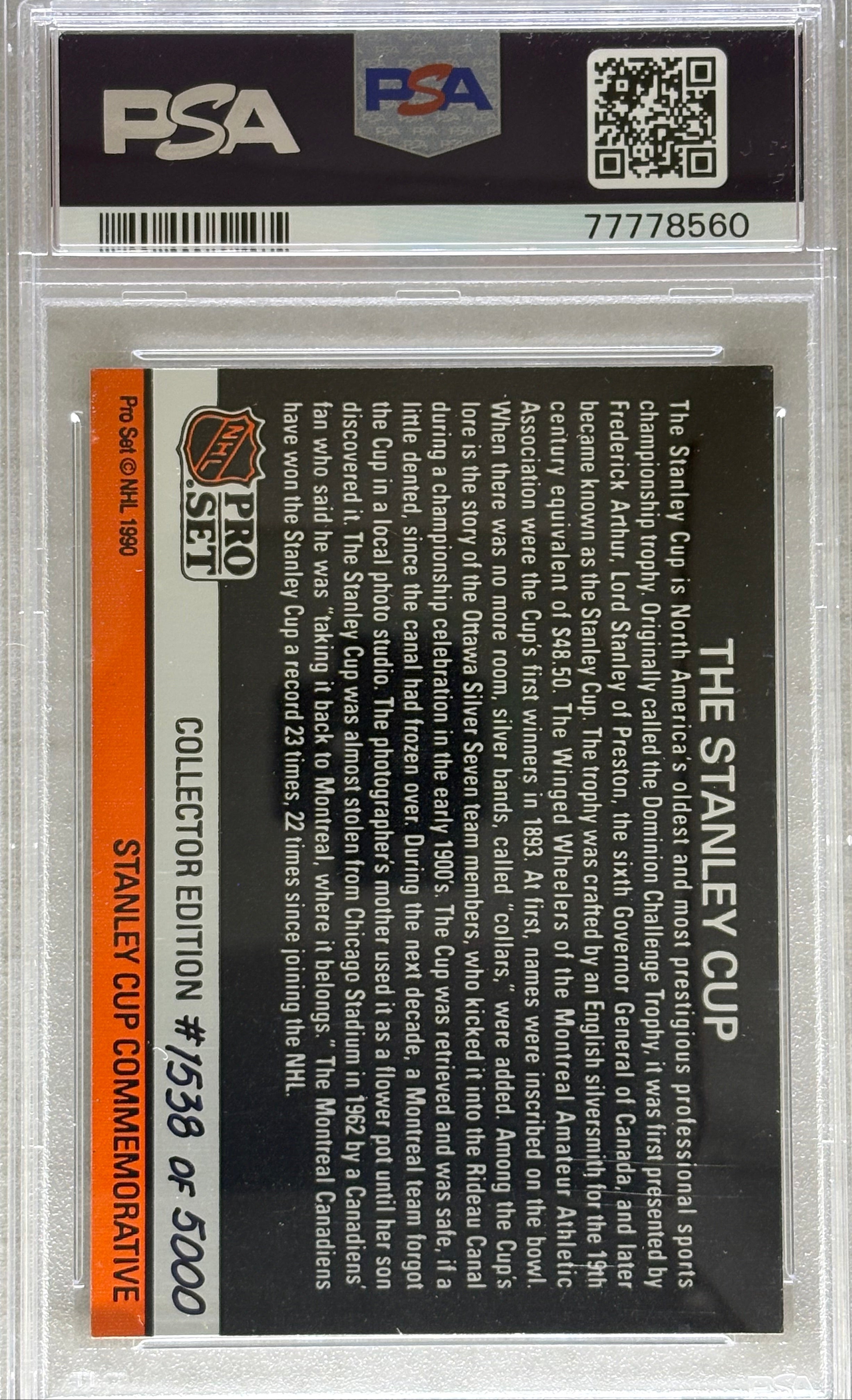 1990 Pro Set The Stanley Cup Hologram PSA 6