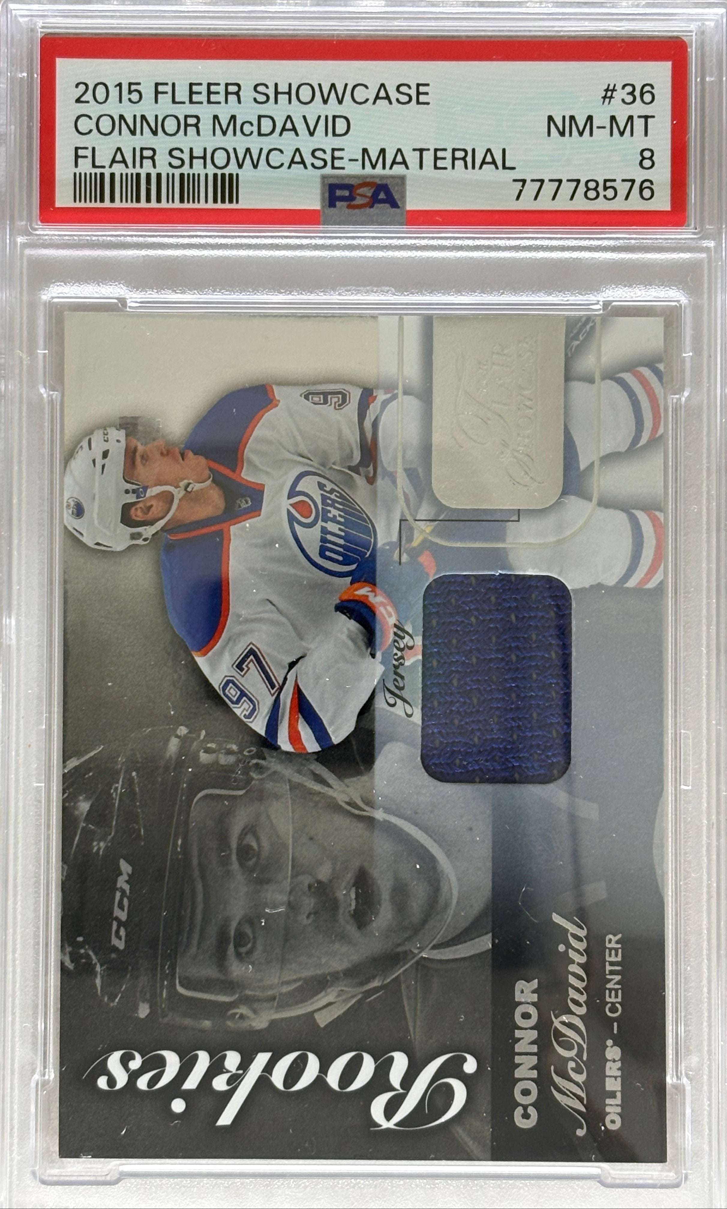 2015 Fleer Showcase Material Rookie Connor McDavid PSA 8