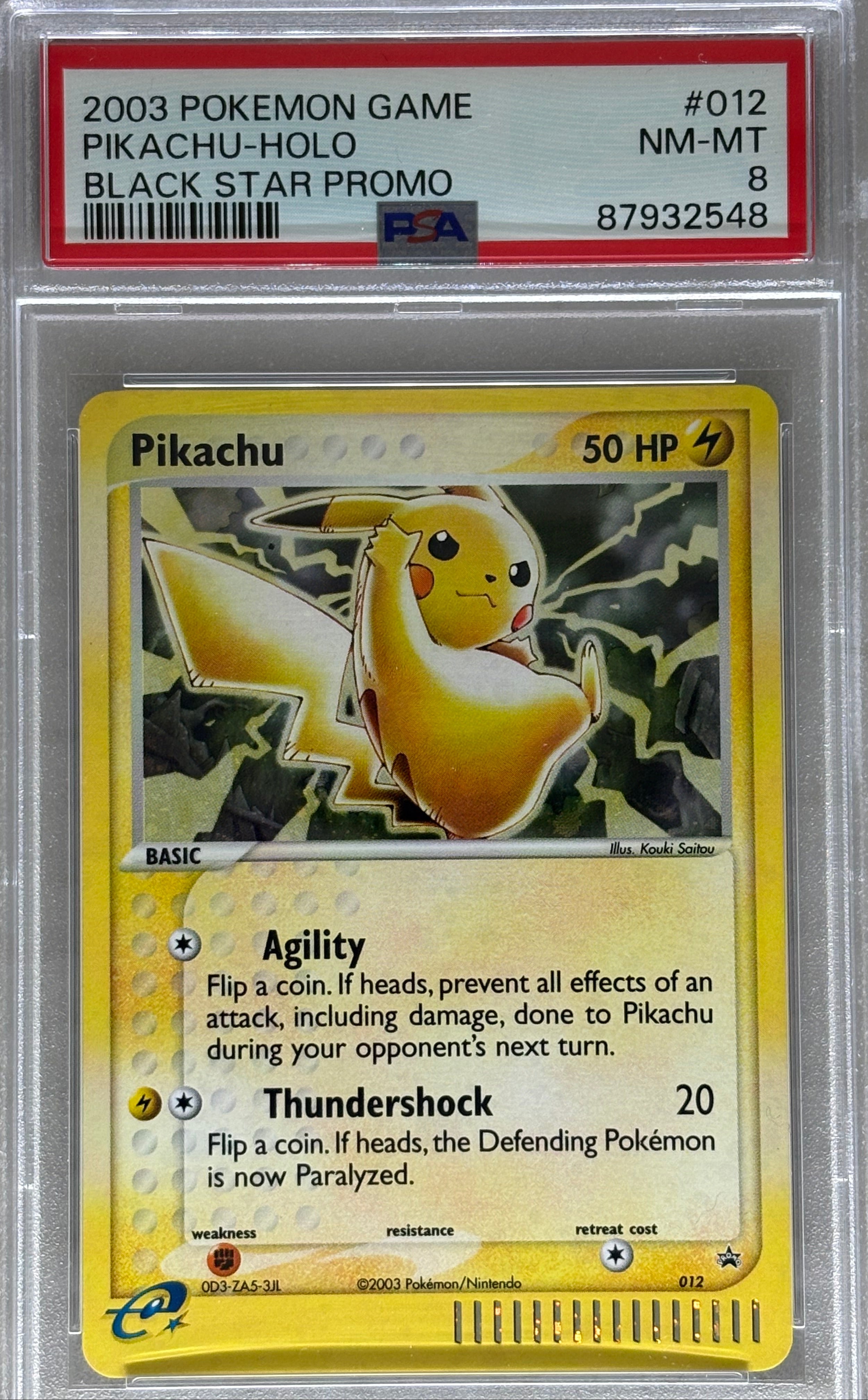 2003 Pokemon Game Promo Pikachu 012 PSA 8