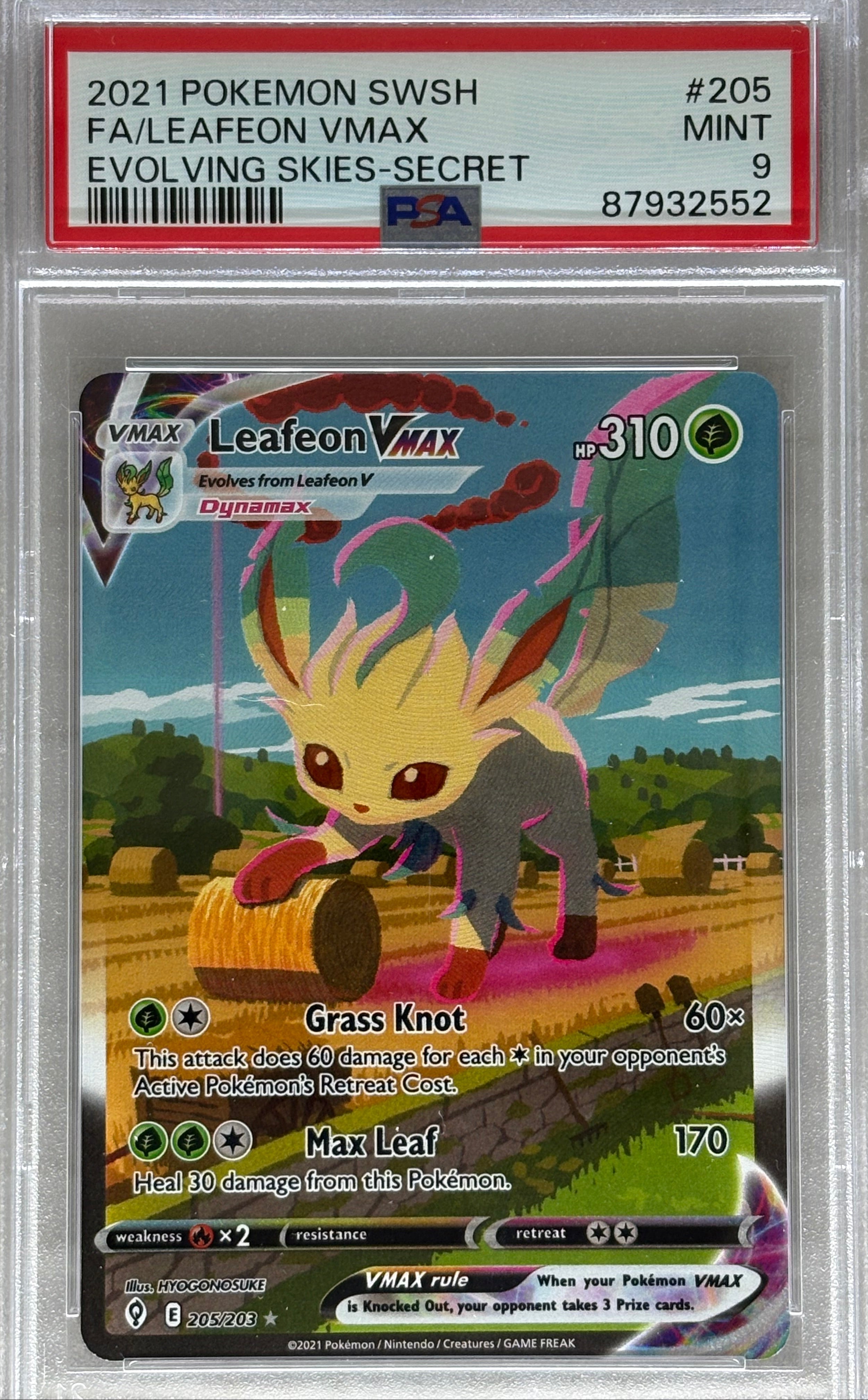 2021 Pokemon Evolving Skies Leafeon 205/203 PSA 9