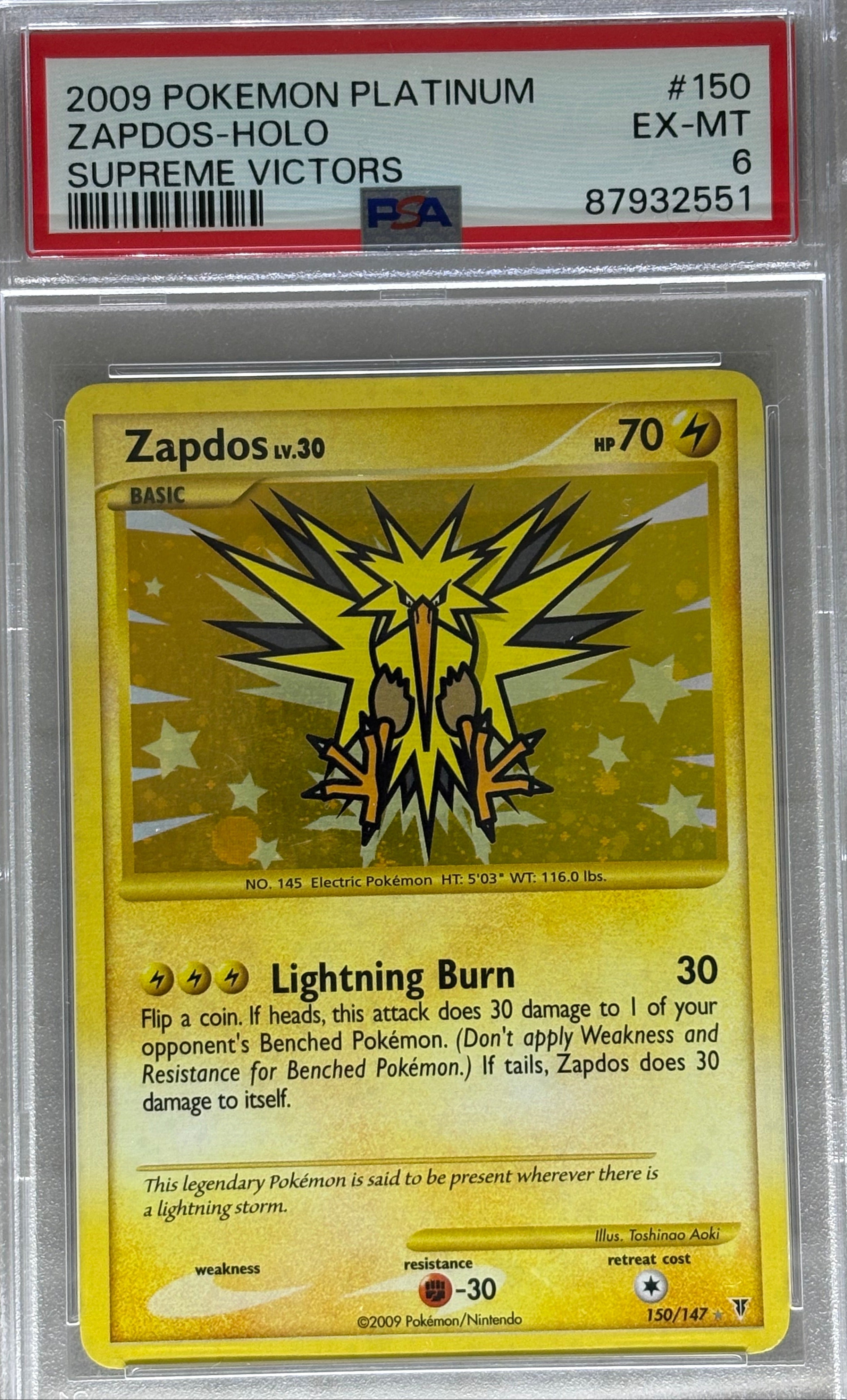 2009 Pokemon Supreme Victors Zapdos 150/147 PSA 6