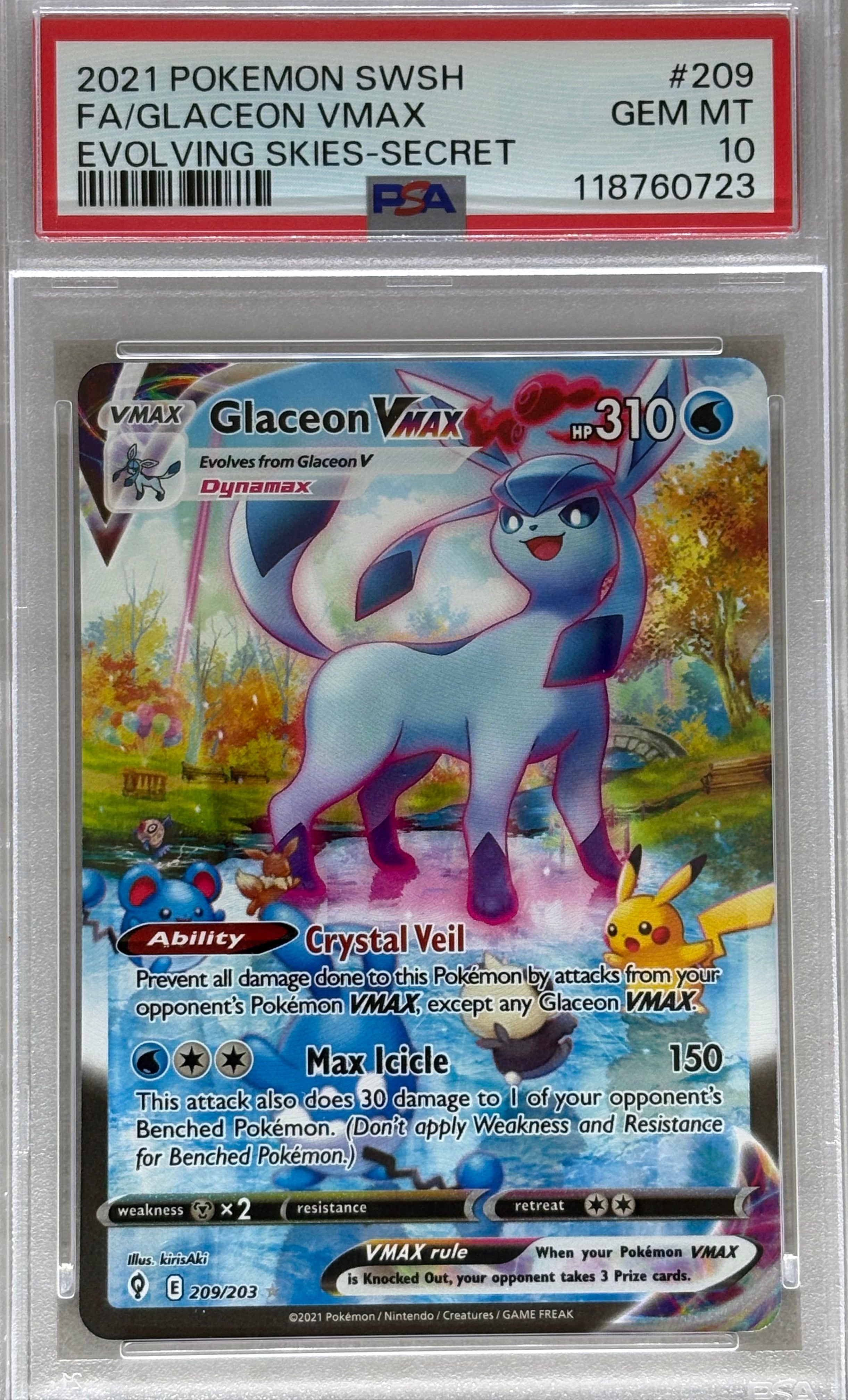 2021 Evolving Skies Glaceon VMax PSA 10