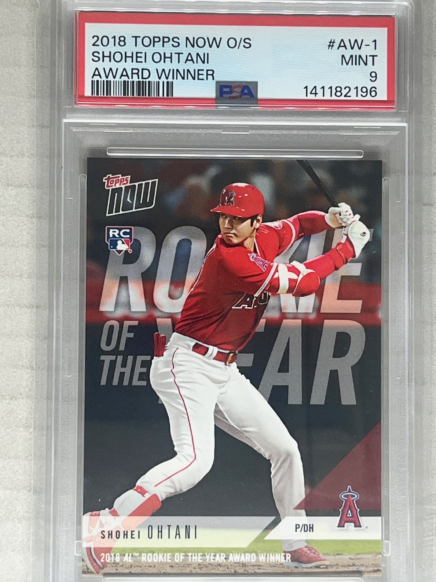 2018 Topps Now Baseball Shohei Ohtani #AW-1 RC Rookie Award Winners PSA 9