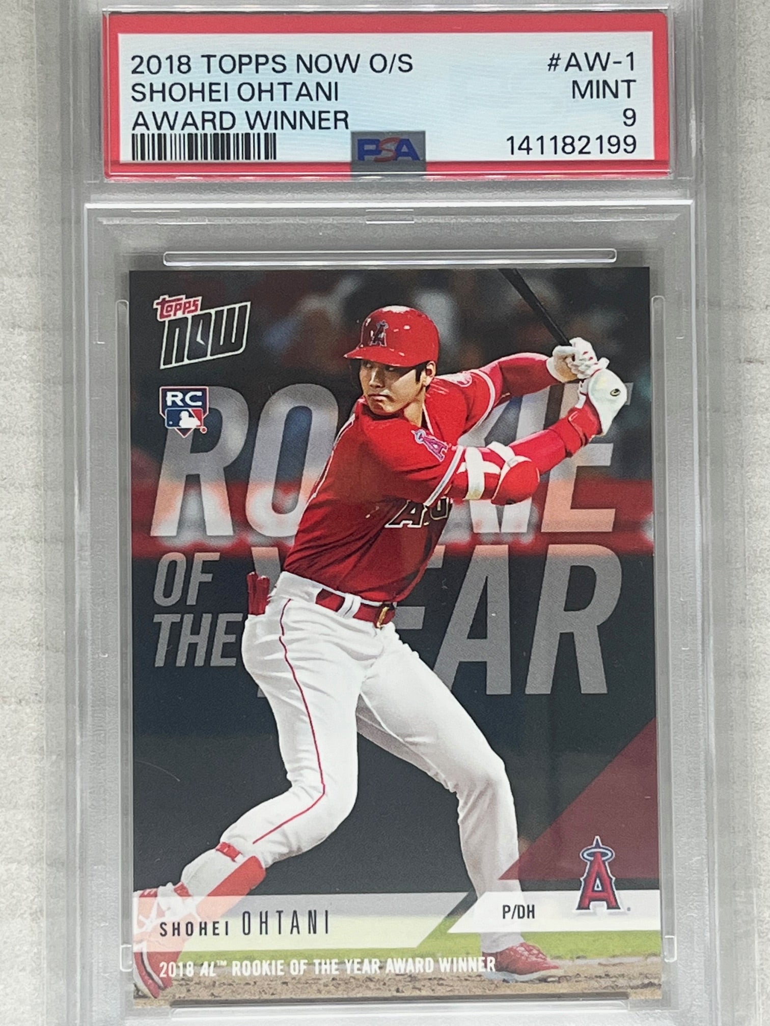 2018 Topps Now Baseball Shohei Ohtani #AW-1 RC Rookie Award Winners PSA 9