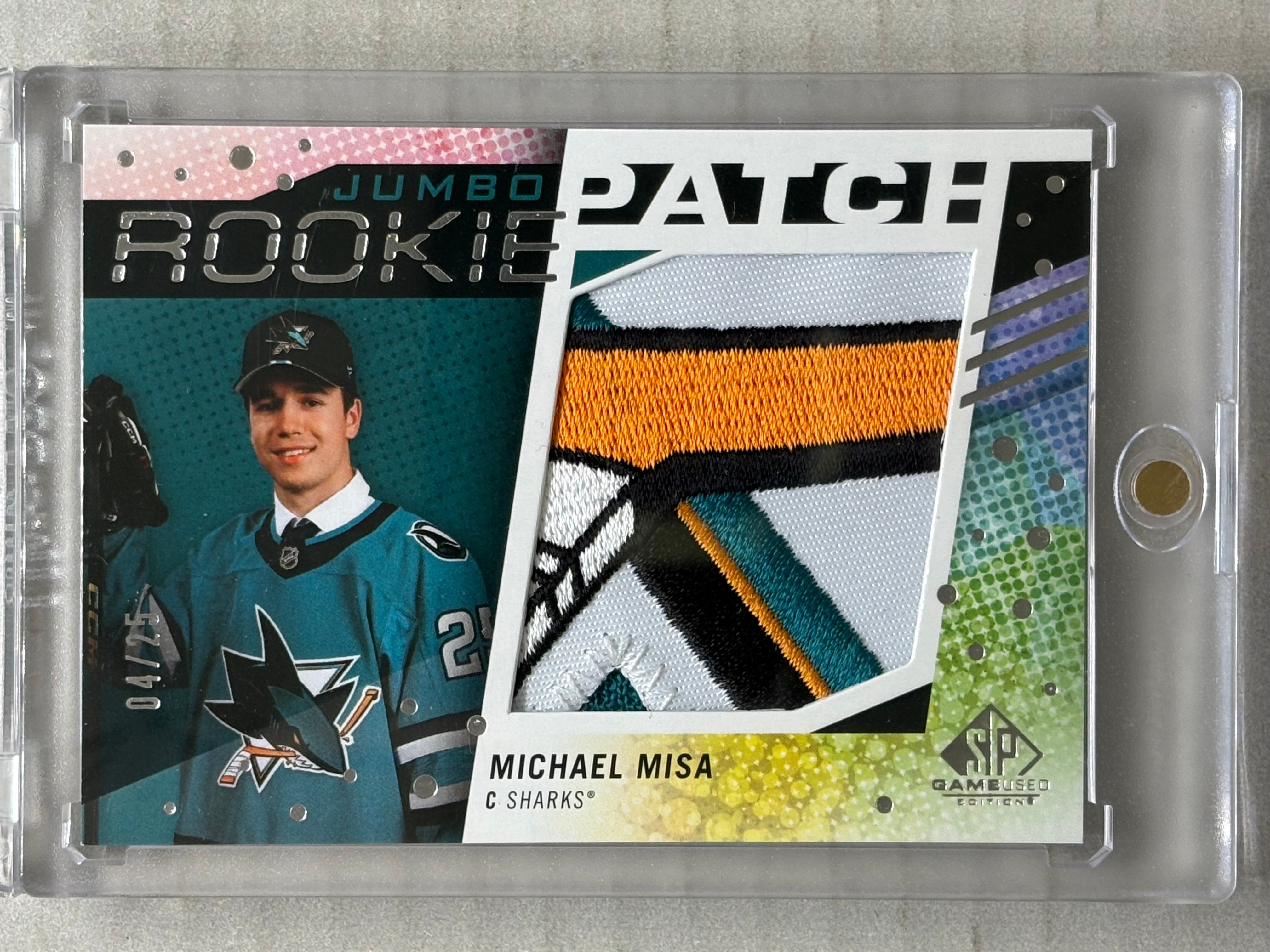 2025-26 SP Game Used Michael Misa Jumbo Patch Rookie Auto /25
