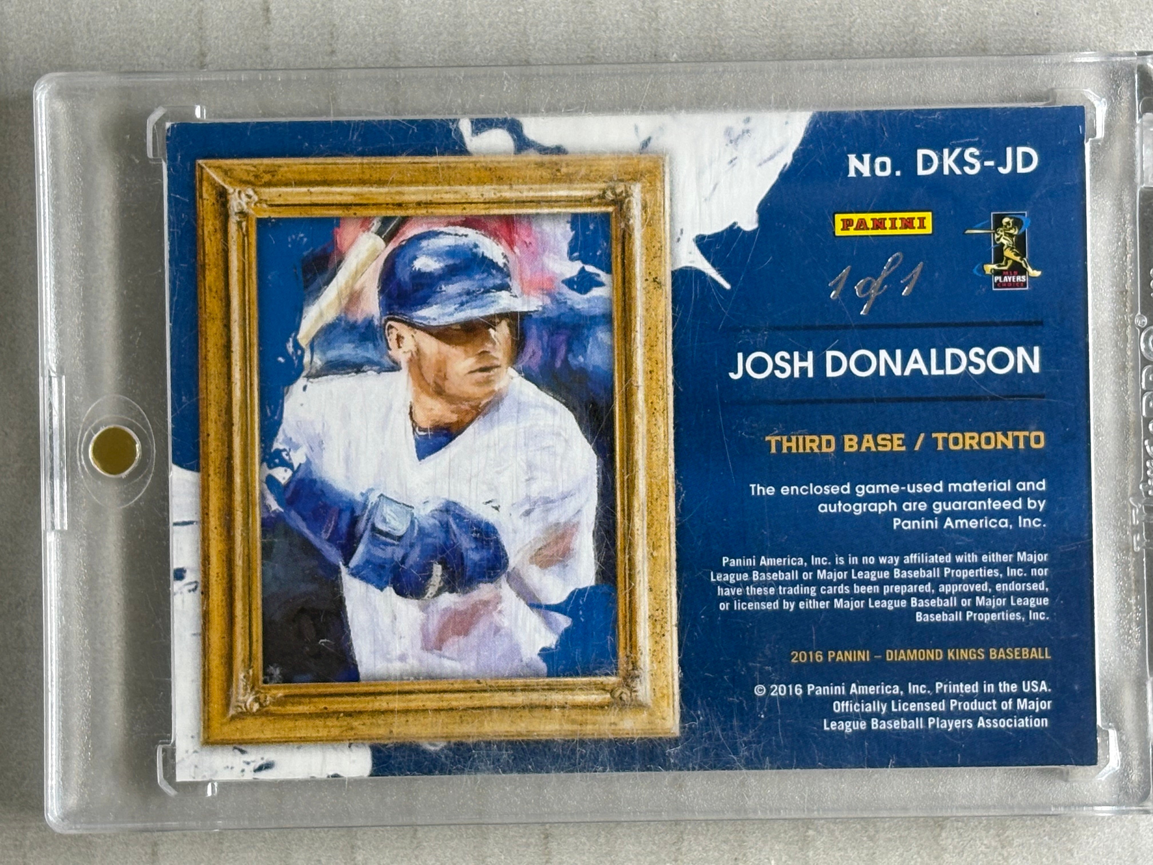 2016 Panini Diamond Kings 1/1 Dual Patch Auto Josh Donaldson