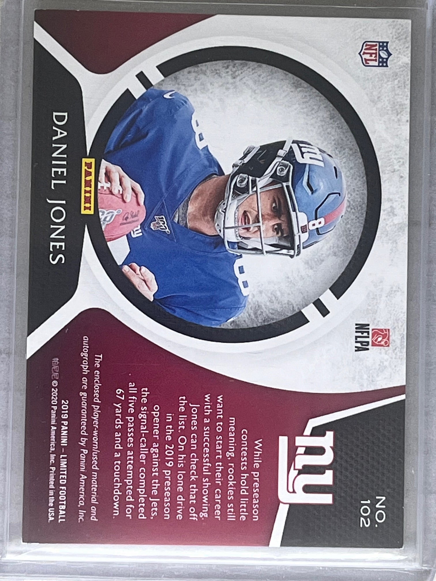 2019 Panini Limited Gold Spotlight  Daniel Jones RPA /49