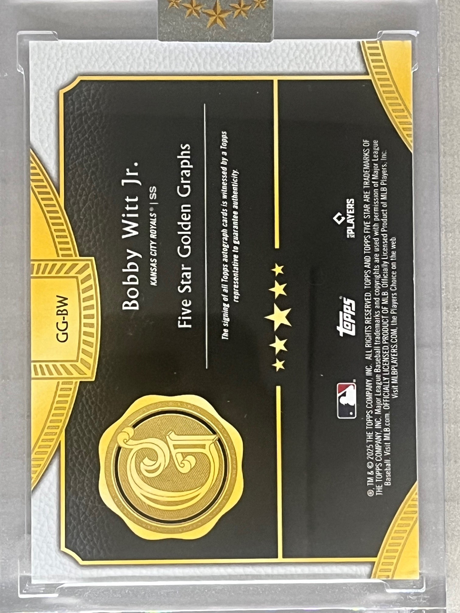 2025 Topps Five Star Golden Graphs Bobby Witt Jr. Autograph /20