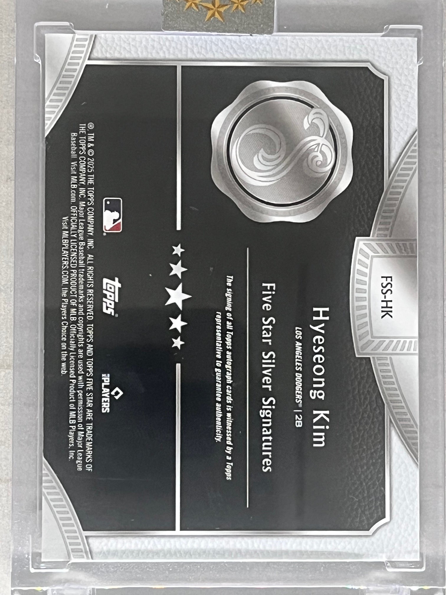 2025 Topps Five Star Hyeseong Kim Dodgers RC Rookie Silver Ink AUTO /15