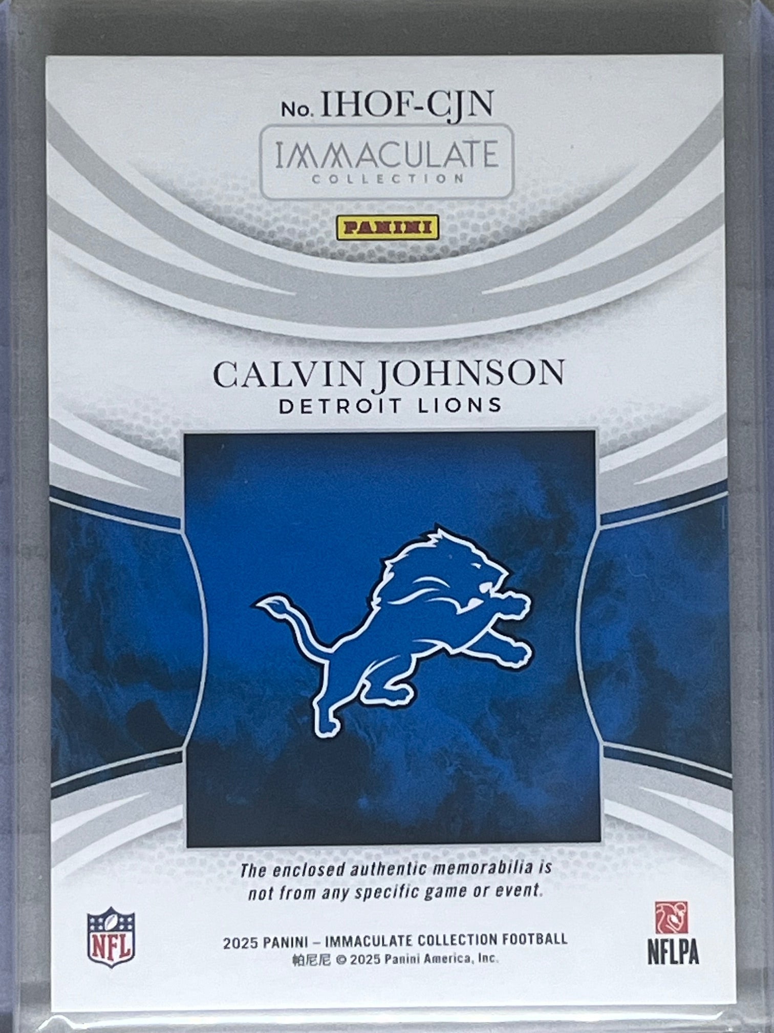 2025 Immaculate Football HOF jerseys Calvin Johnson /49