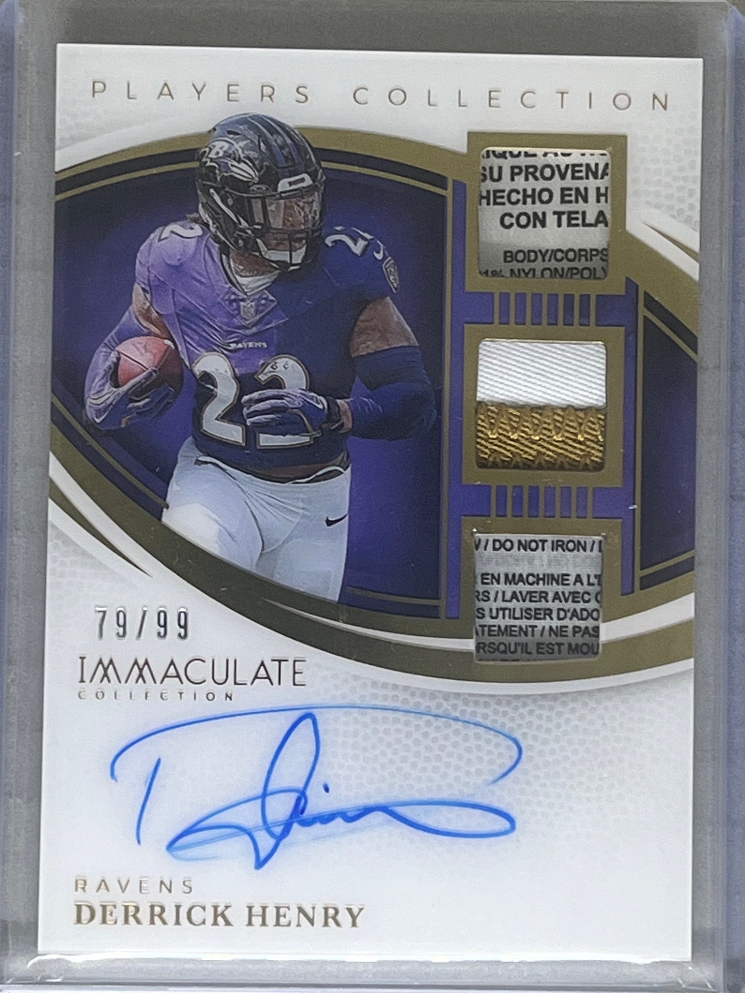 Panini 2025 Immaculate Players Collection Auto Patch /99 IPCA-DHY Derrick Henry