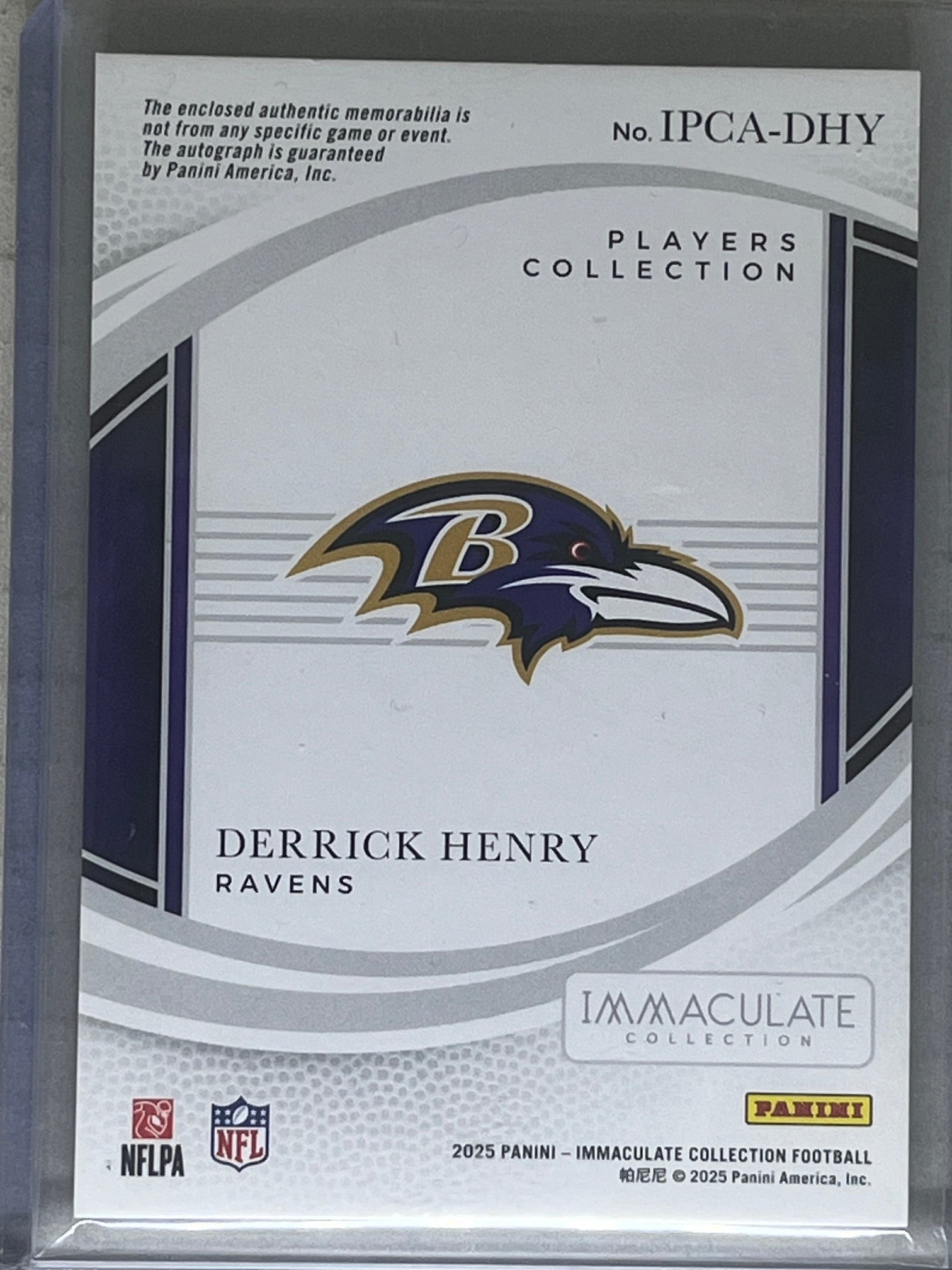 Panini 2025 Immaculate Players Collection Auto Patch /99 IPCA-DHY Derrick Henry