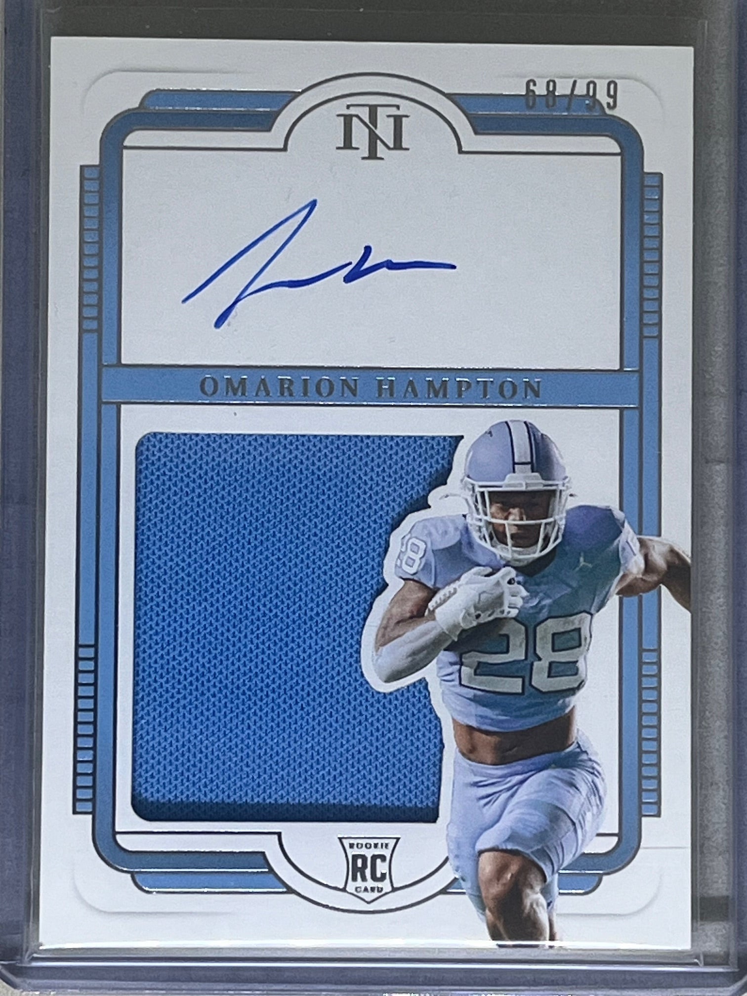 2025 Panini National Treasures Collegiate Omarion Hampton RC Patch Auto /99