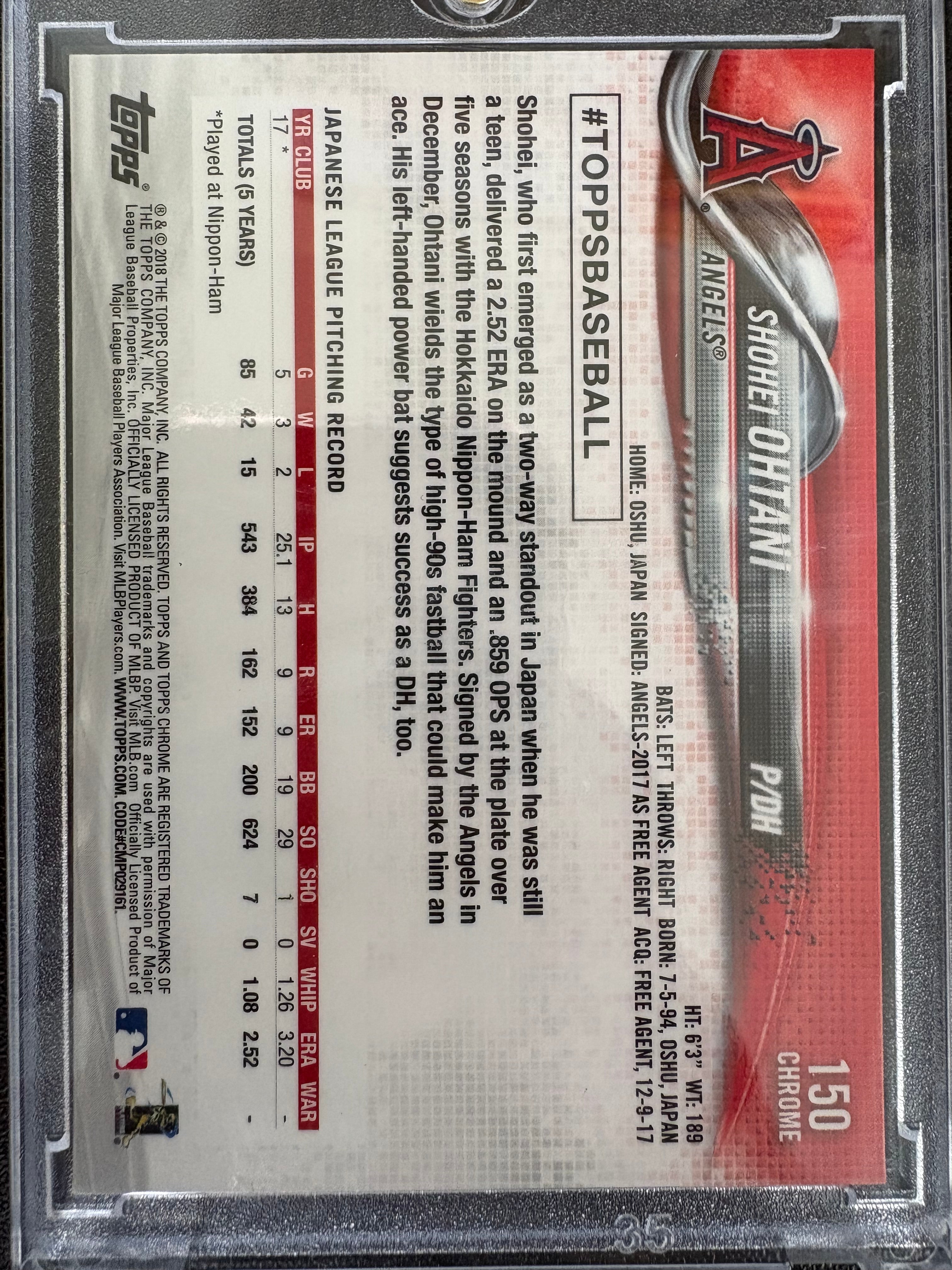 2018 Topps Chrome Rookie Shohei Ohtani