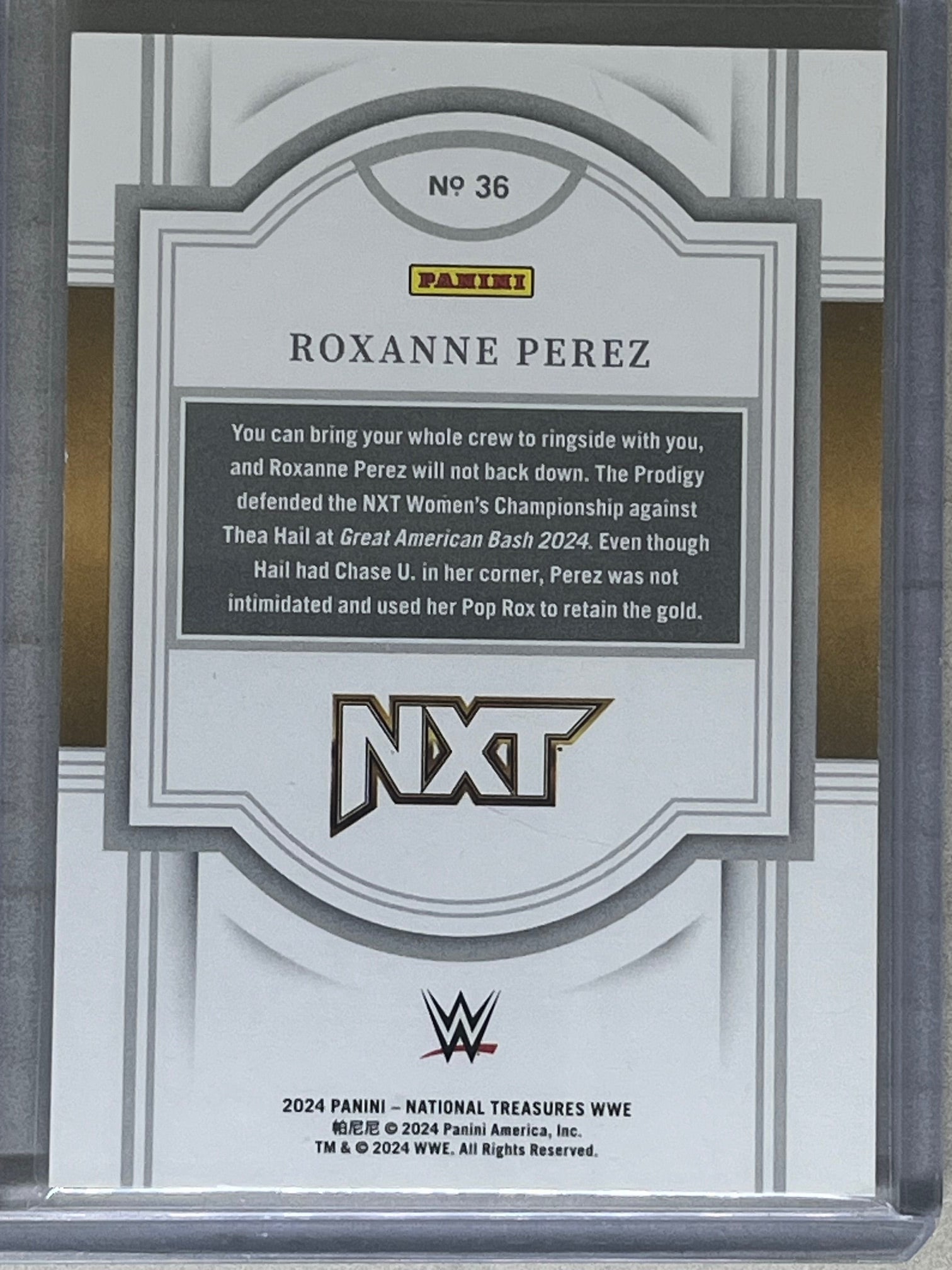 2024 National Treasures WWE Wrestling Holo Silver #36 Roxanne Perez /25