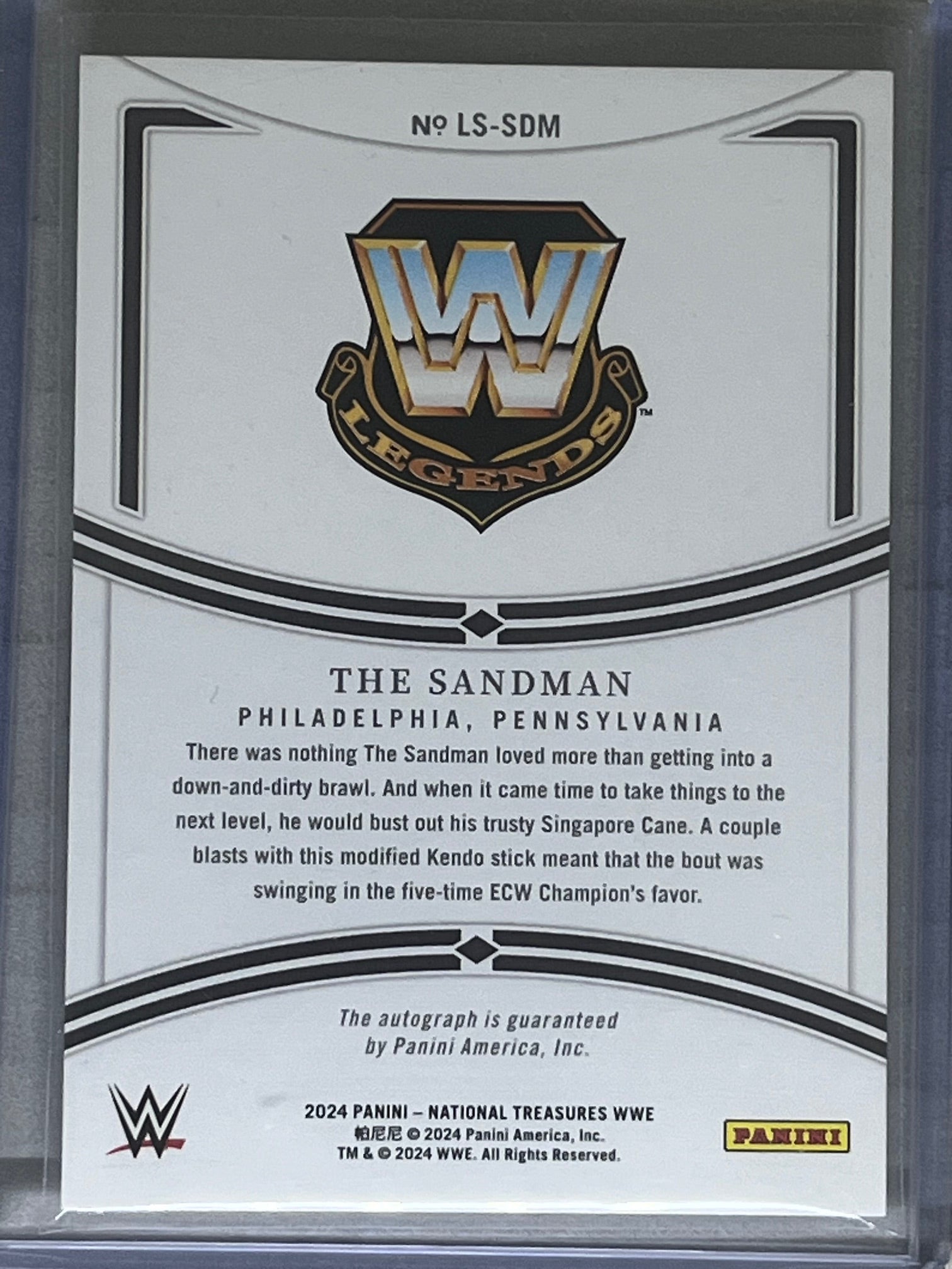 2024 Panini National Treasures WWE Legendary The Sandman  AUTO HOLO GOLD 8/10