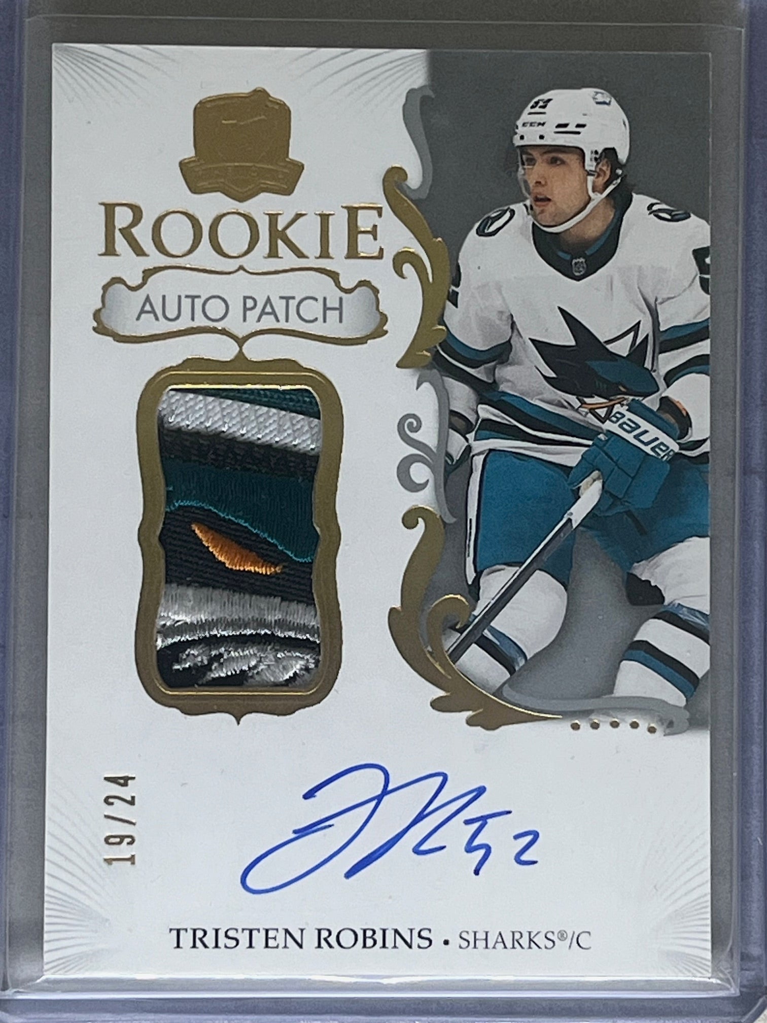 2023-24 Upper Deck The Cup Tristen Robins RPA Rookie Patch Auto Gold Foil /24