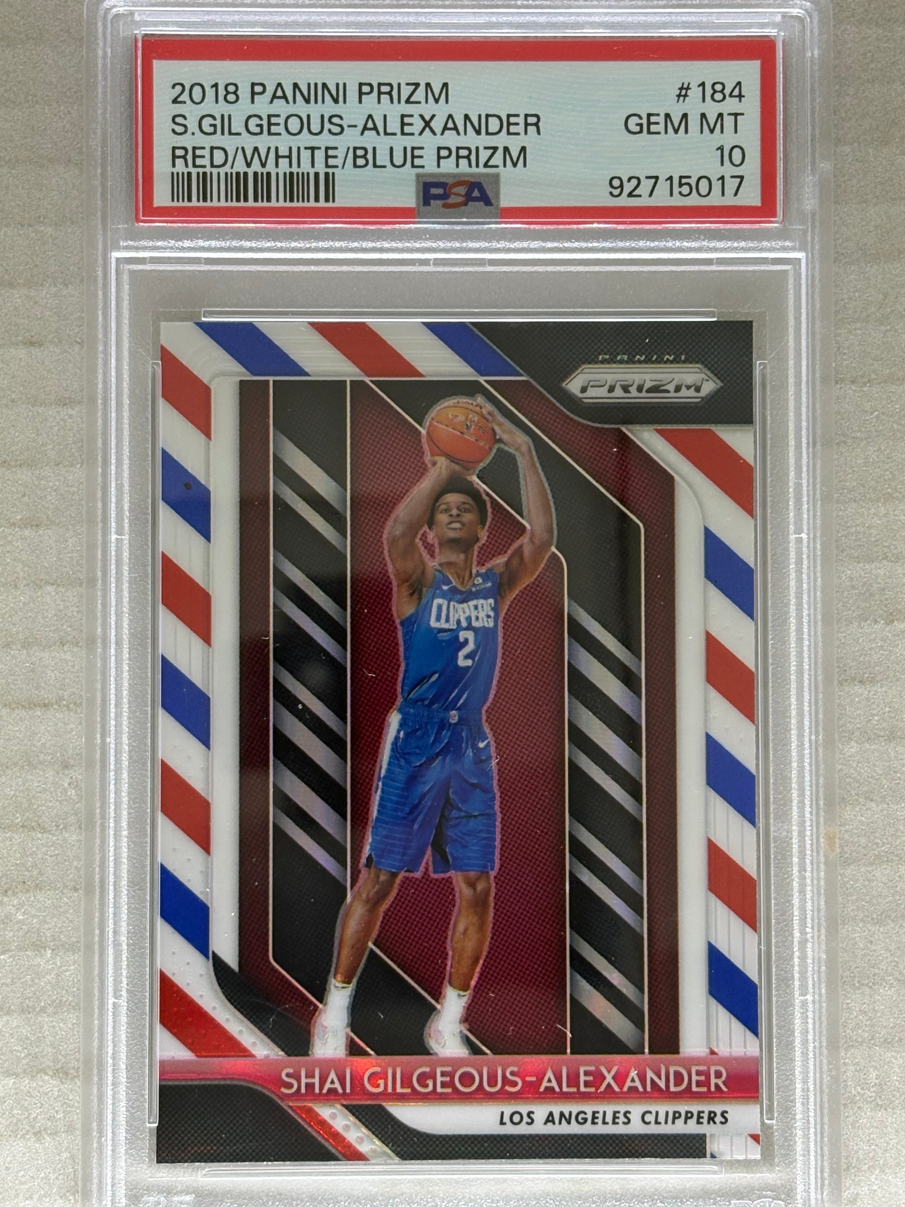 2018 Panini Prizm Red/White/Blue Prizm Shai Gilgeous-Alexander PSA 10