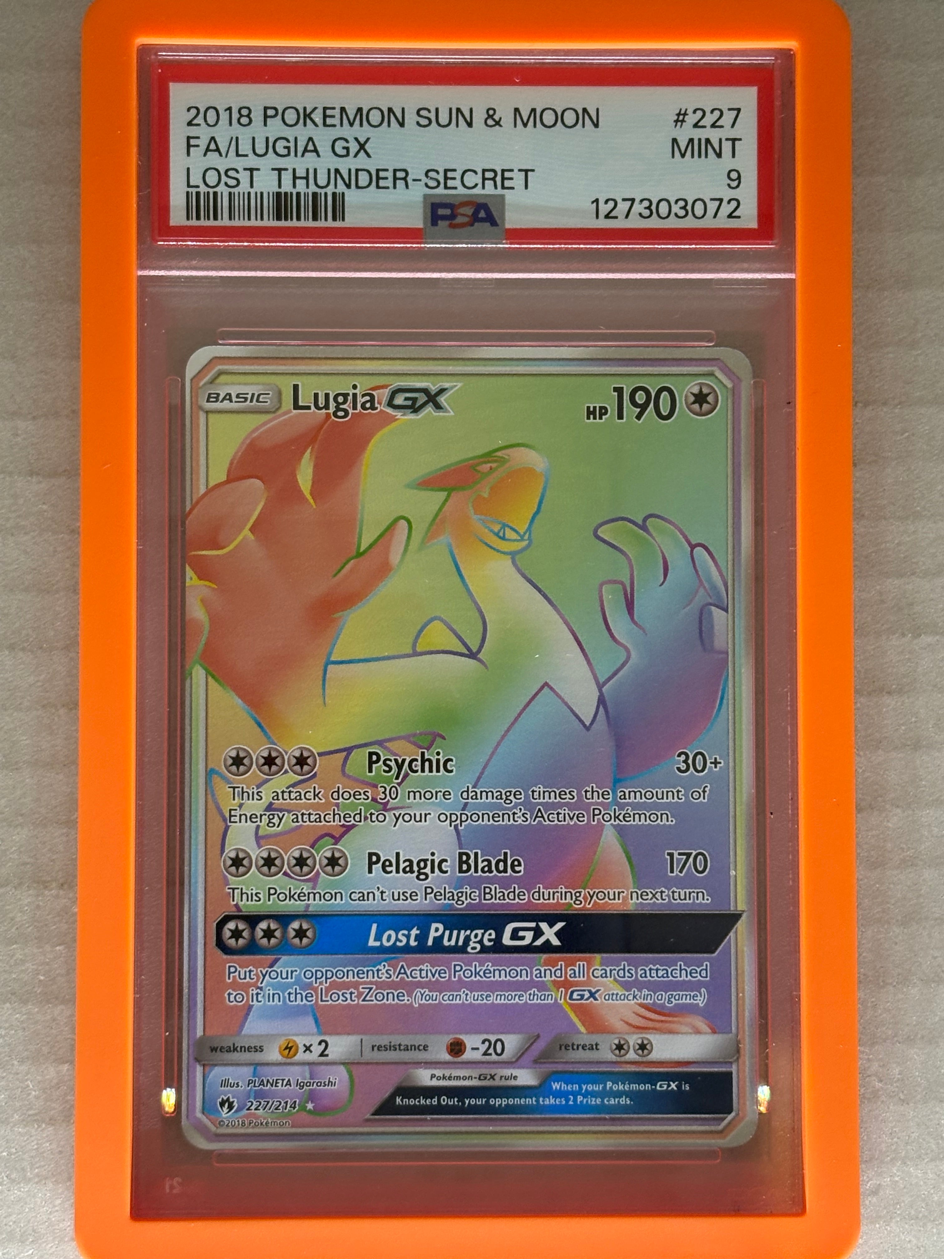2018 Sun & Moon Lugia GX Lost Thunder Secret PSA 9