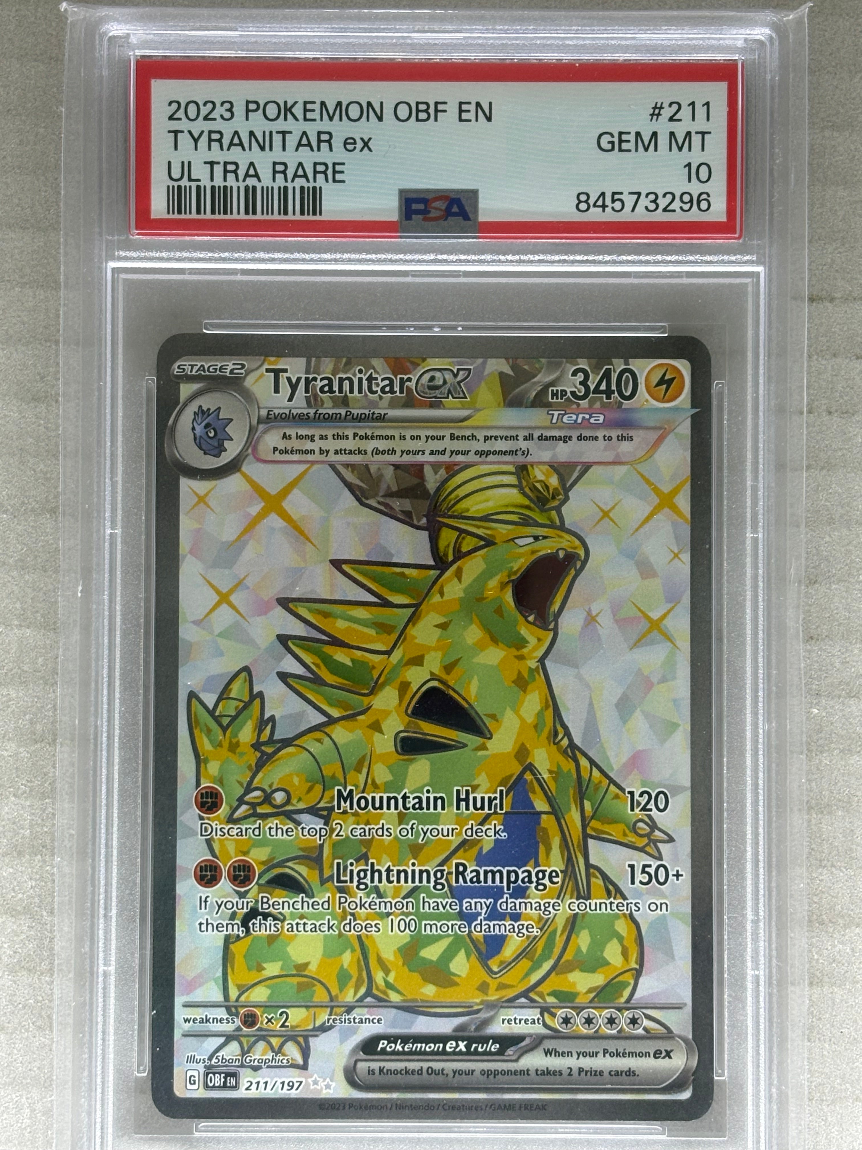 2023 Obsidian Tyranitar EX Ultra Rare 211/197 PSA 10