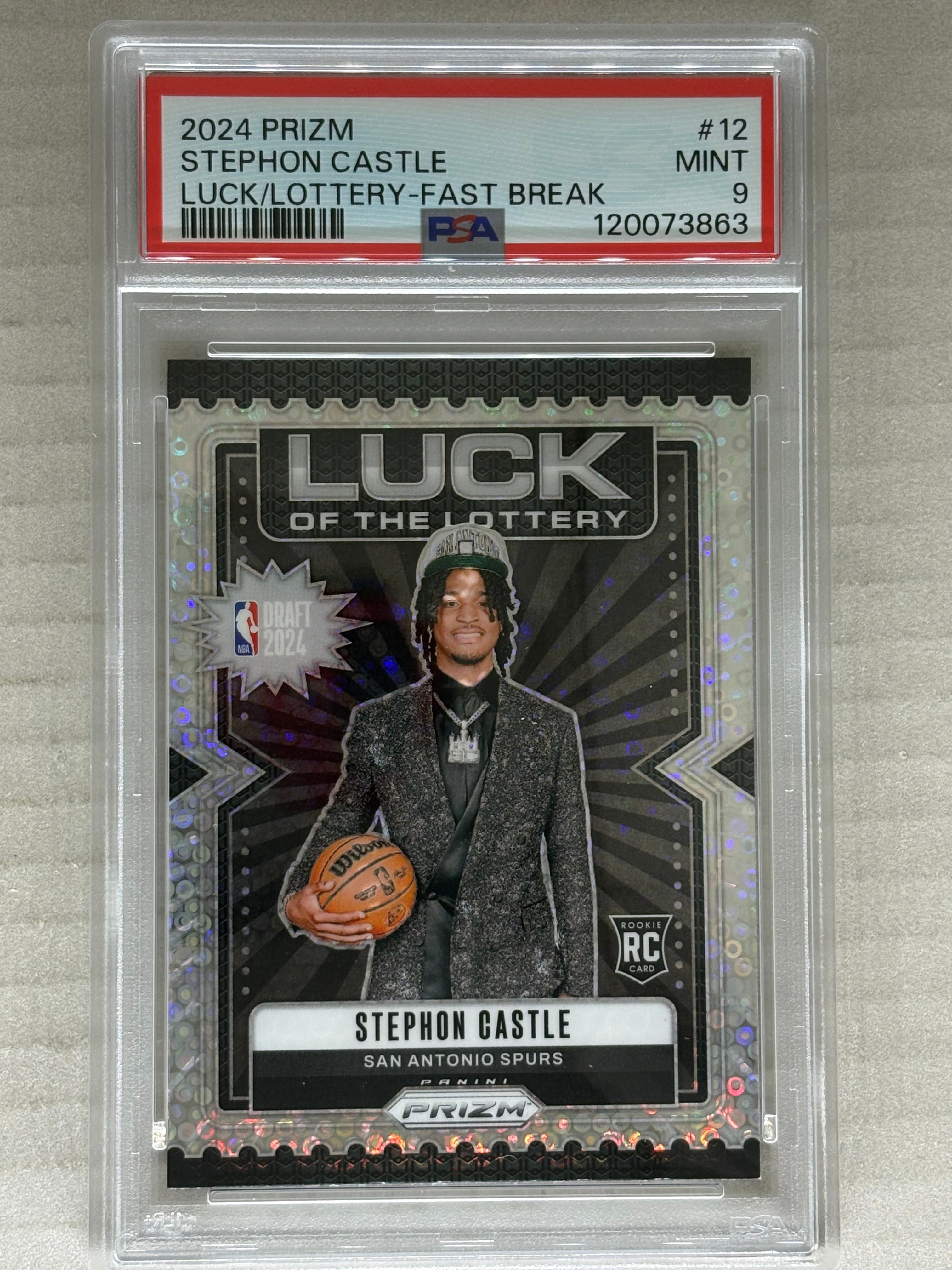 2024 Prizm Luck Of The Lottery Stephon Castle Fast Break PSA 9