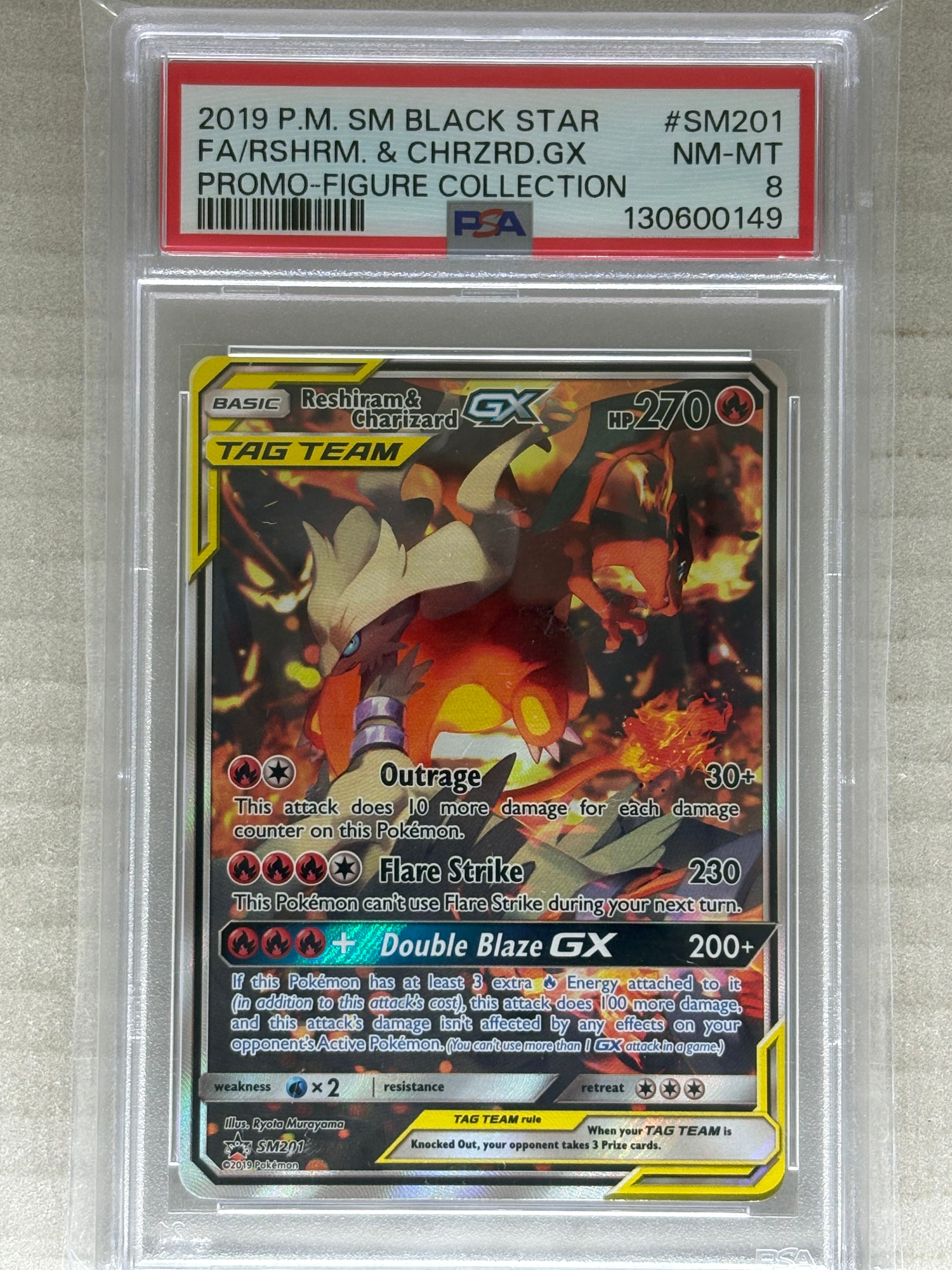 2019 Sun & Moon Promo Figure Collection Reshiram & Charizard GX PSA 8