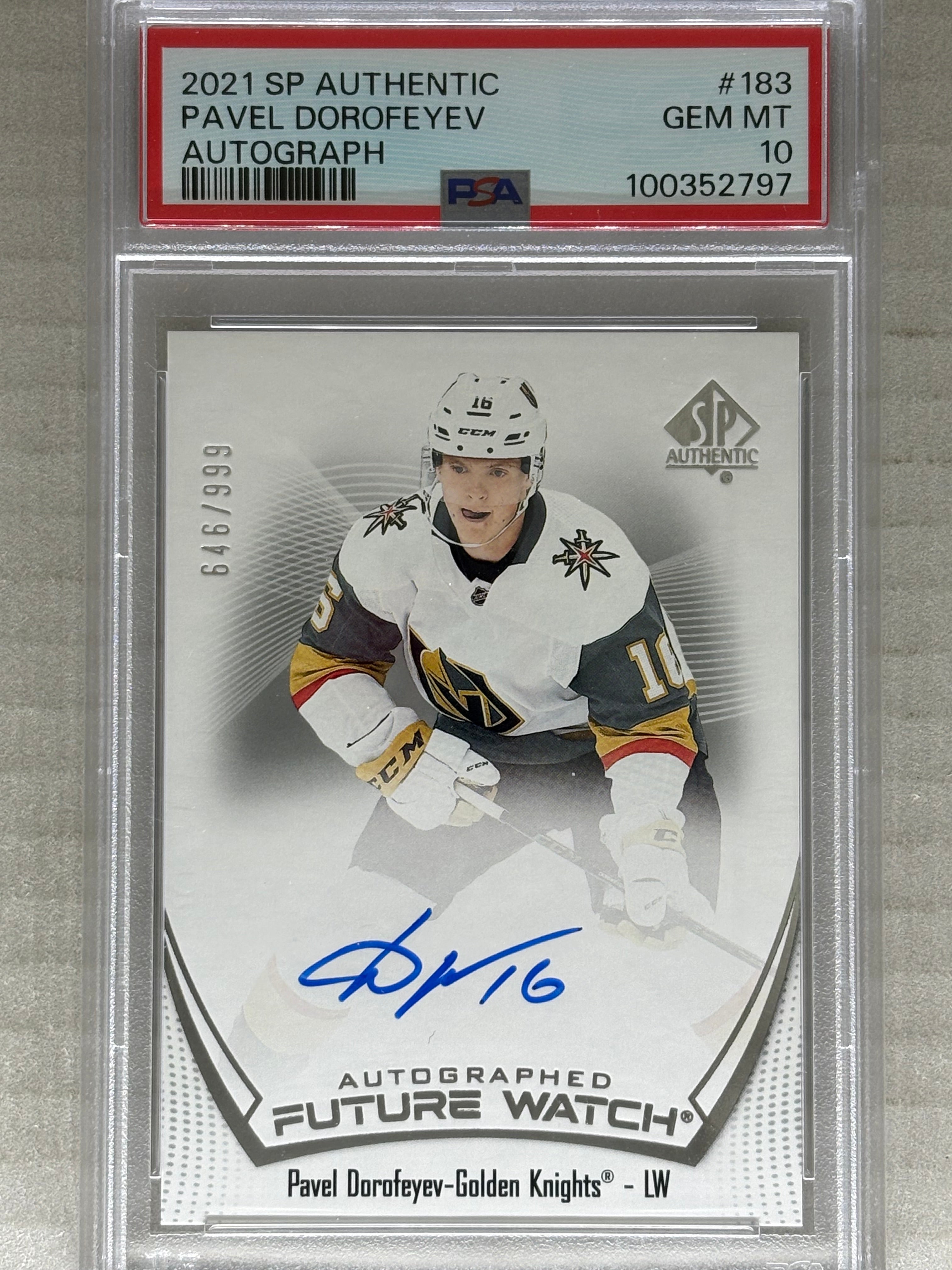 2021 SP Authentic Future Watch Auto Pavel Dorofeyev /999 PSA 10