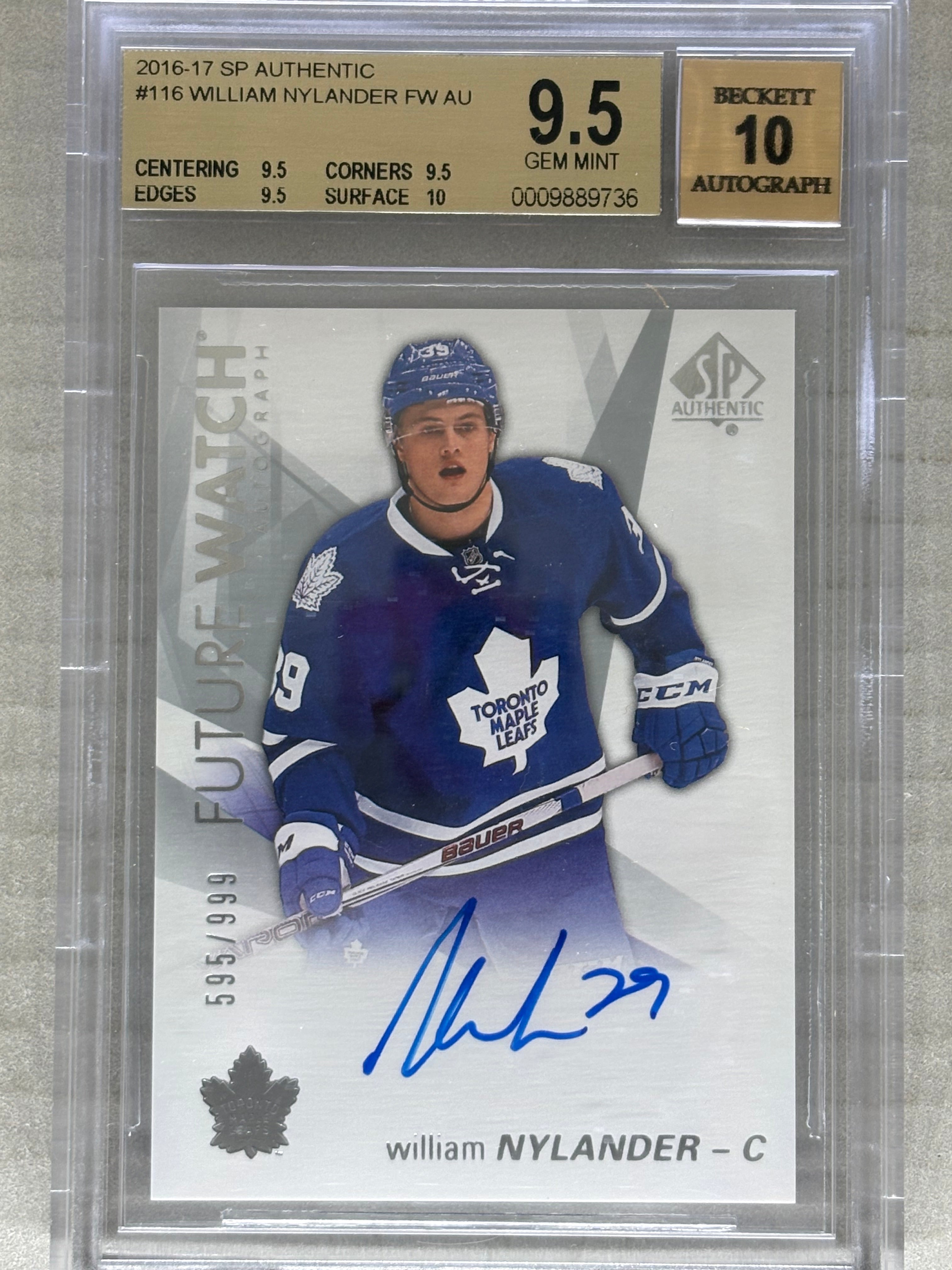 2016-17 SP Authentic Future Watch Auto William Nylander /999 BGS 9.5