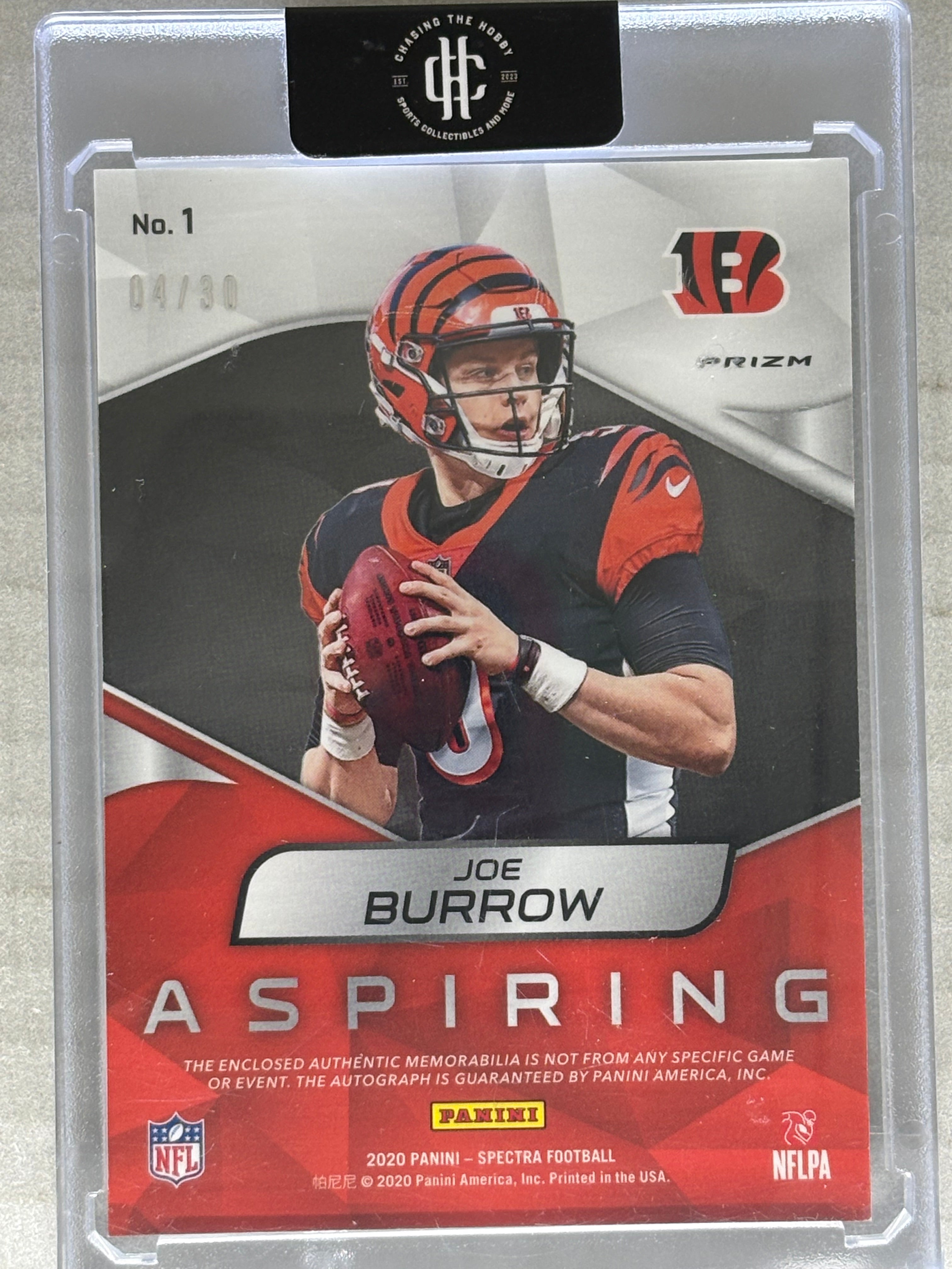 2020 Panini Spectra Joe Burrow Aspiring Patch Autographs Rookie