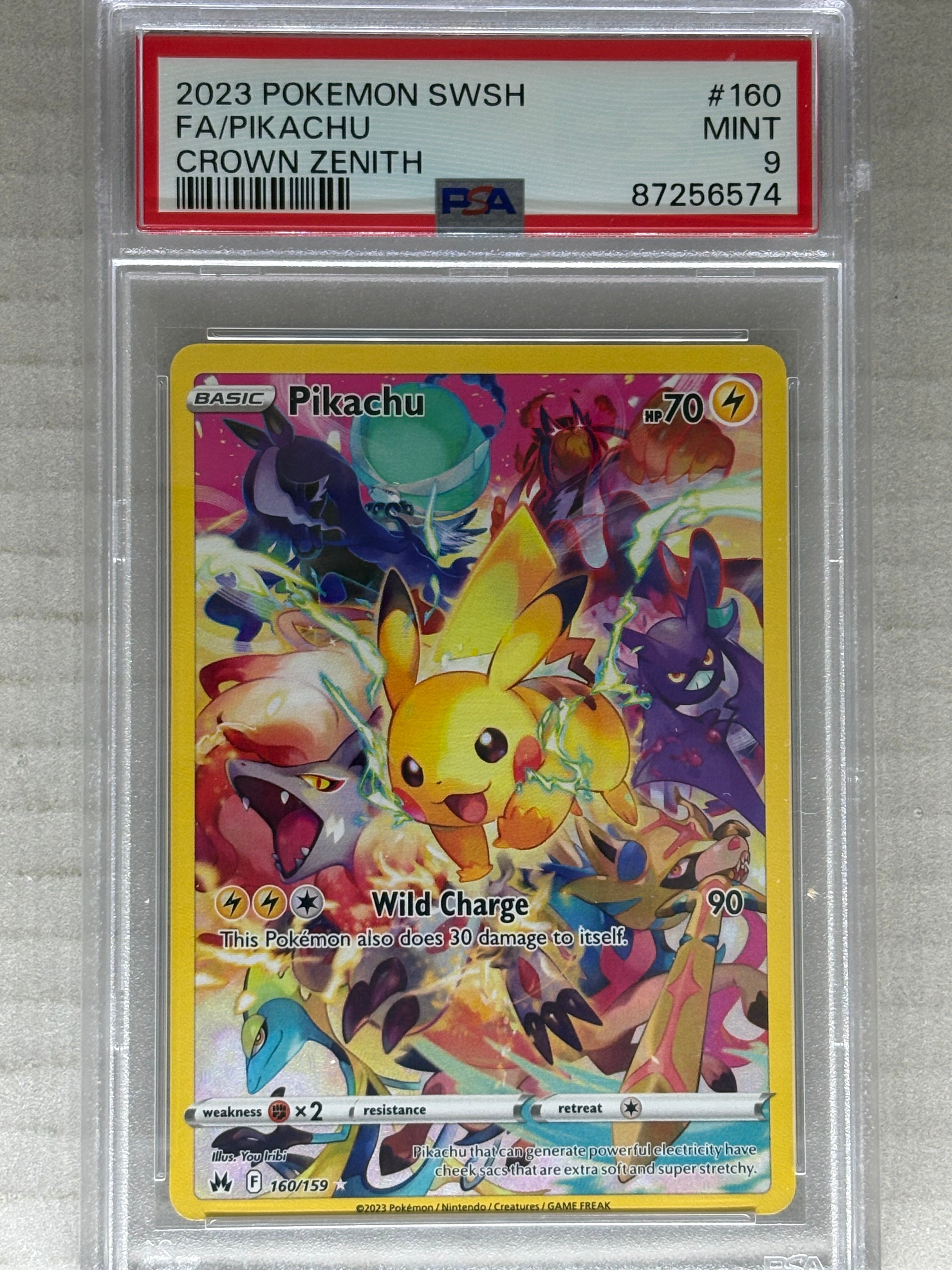 2023 Crown Zenith Pikachu Secret Rare Holo PSA 9