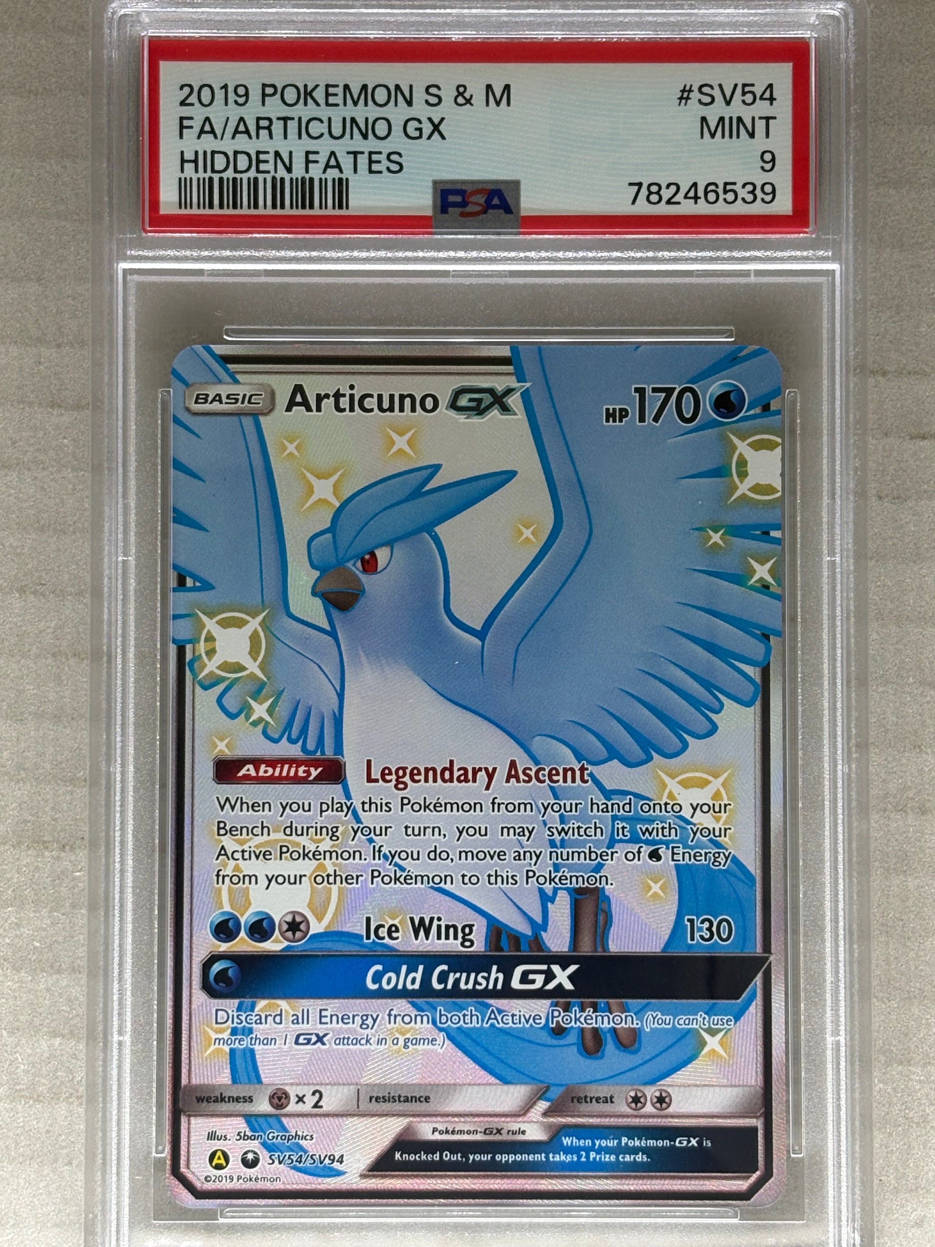 2019 Hidden Fates Articuno GX Shiny Holo Rare SV54 PSA 9