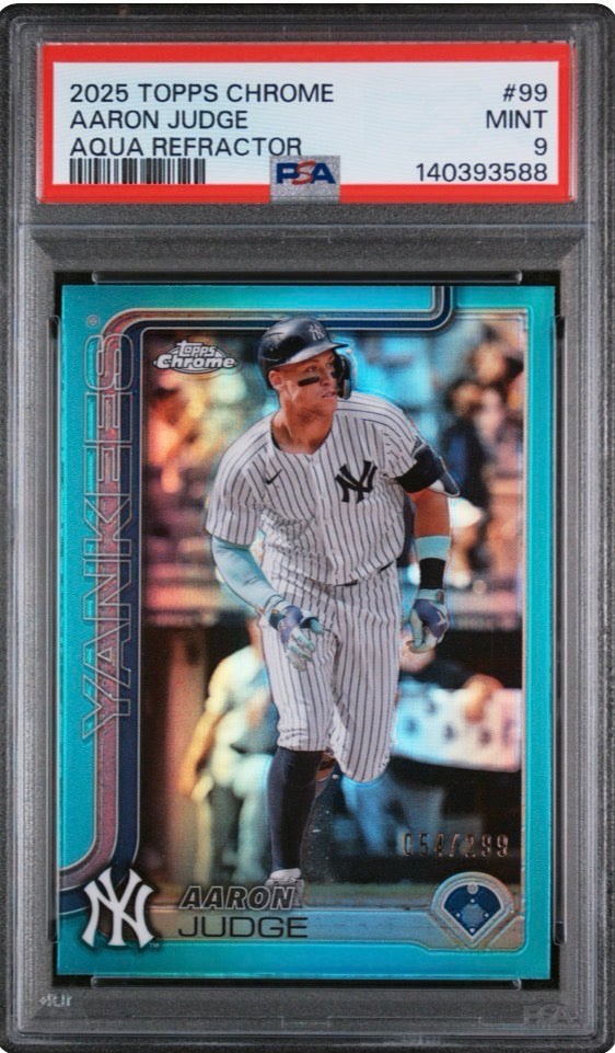 2025 Topps Chrome Aqua Refractor Aaron Judge PSA 9