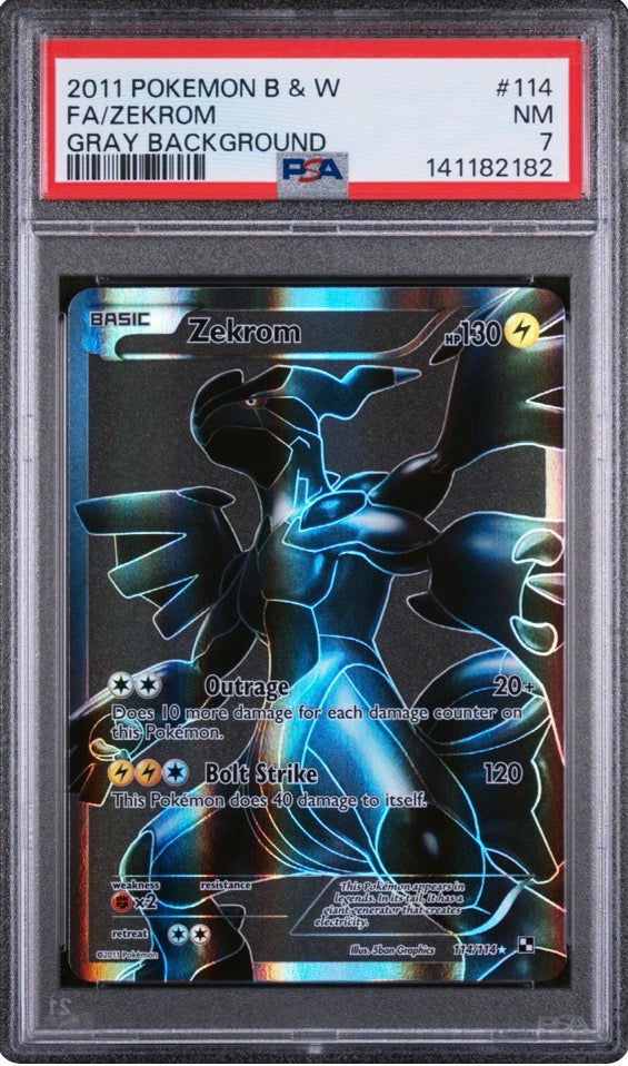2011 Black & White Zekrom Gray Background 114/114 PSA 7