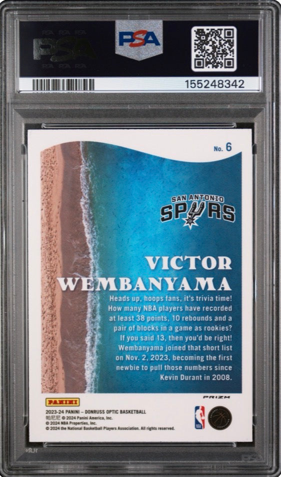 2023 Donruss Optic Victor Wembanyama Splash Holo Rookie PSA 9