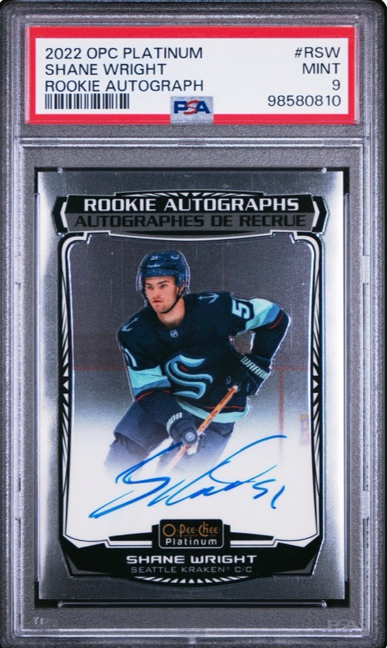 2022 OPC Platinum Rookie Autograph Shane Wright PSA 9