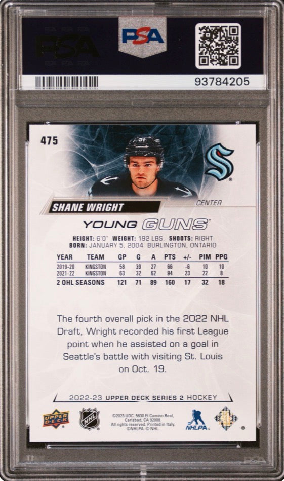 2022 OPC Platinum Rookie Autograph Shane Wright PSA 9