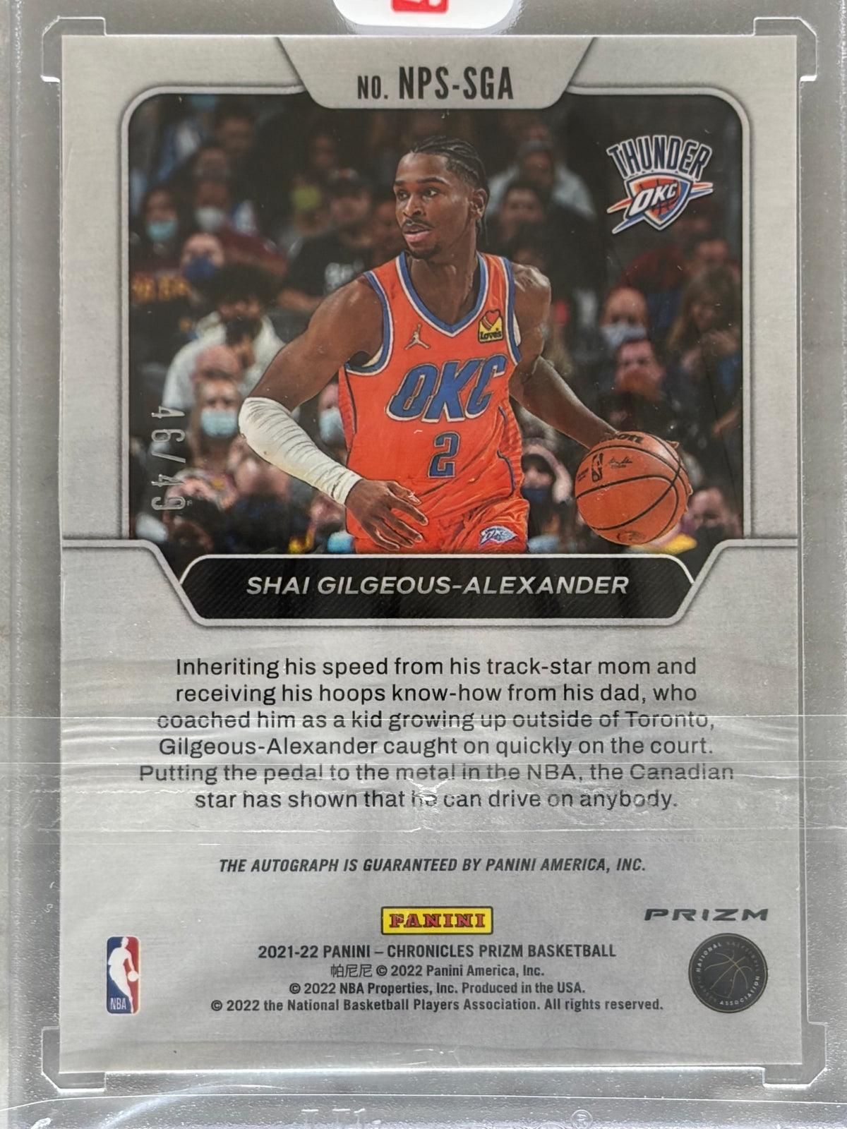 2021-22 Chronicles Shai Gilgeous Alexander Prizm National Pride Auto /49