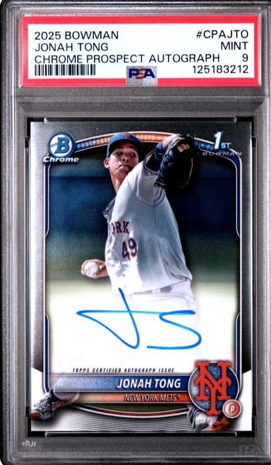 2025 Bowman Chrome Prospect Autographs Jonah Tong PSA 9