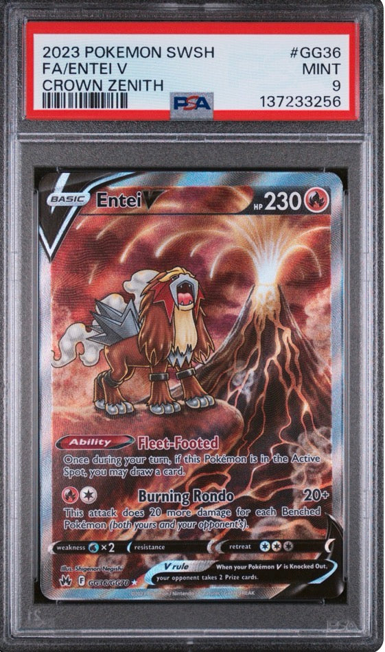 2023 Crown Zenith Entei Ultra Rare PSA 9 GG36/GG70