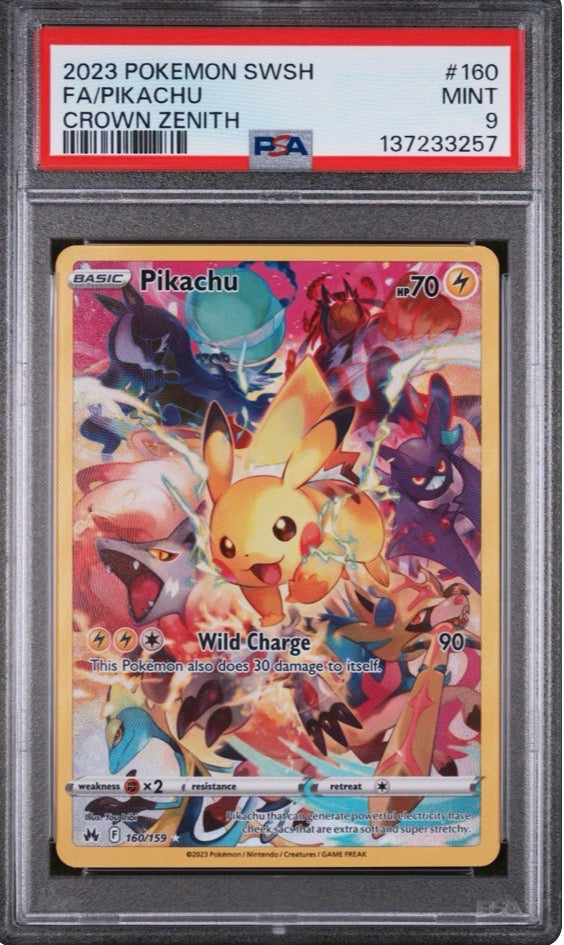 2023 Crown Zenith Pikachu Secret Rare PSA 9 160/159