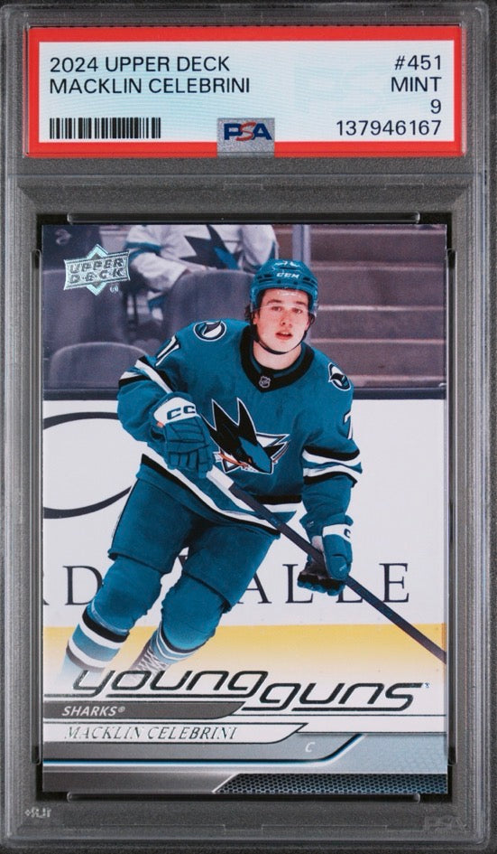 2024/25 Upper Deck Young Guns Macklin Celebrini PSA 9