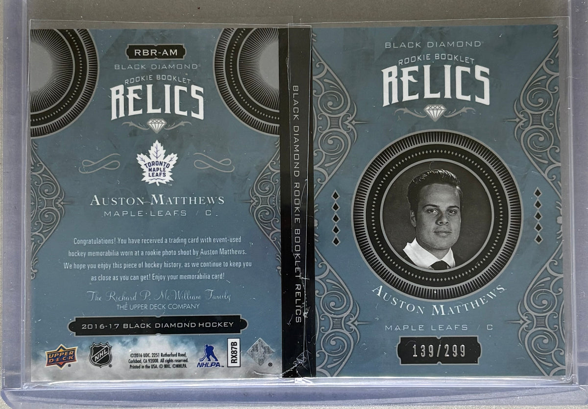 2016/17 Black Diamond Rookie Booklet Relics Auston Matthews /299