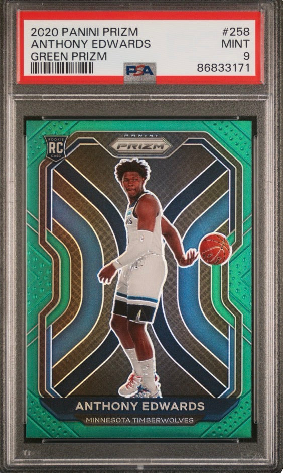2020 Panini Prizm Green Prizm Anthony Edwards PSA 9