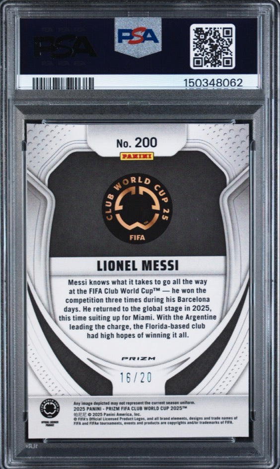 2025 Prizm Fifa CWC Logo Prizm Lionel Messi /25 PSA 9