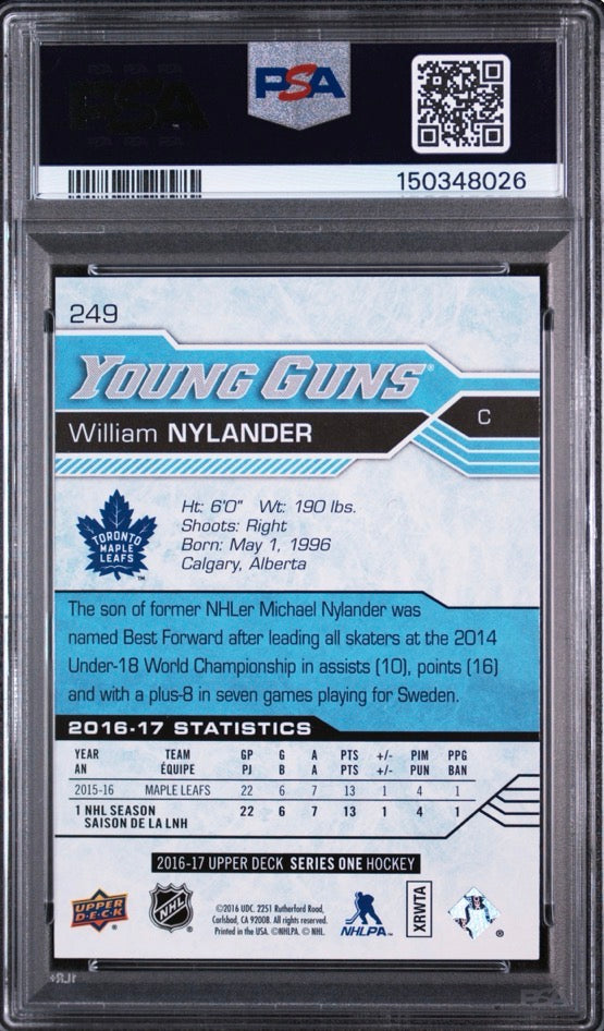 2016-17 Upper Deck Young Guns William Nylander PSA 10