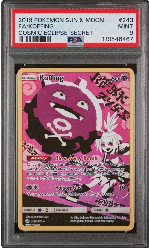 2019 Cosmic Eclipse Koffing Secret Rare Holo PSA 10  243/236