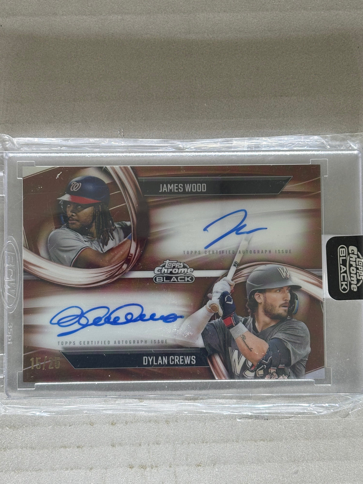 2025 Topps Chrome Pitch Black Dual Autographs James Woods Dylan Crews /25 RC