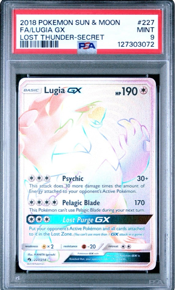 2018 Sun & Moon Lugia GX Lost Thunder Secret PSA 9