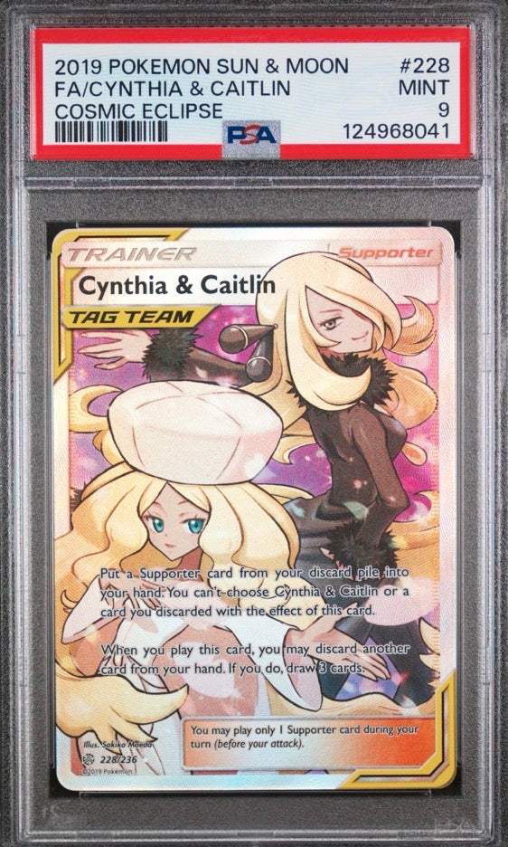 2019 Pokemon Sun & Moon Cynthia & Caitlin #228 PSA 9