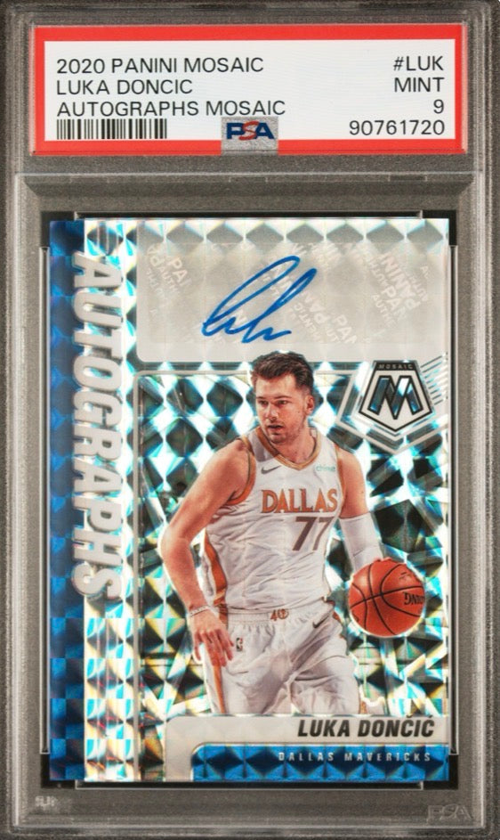 2020 Panini Mosaic Luka Doncic Autographs Mosaic #LUK PSA 9